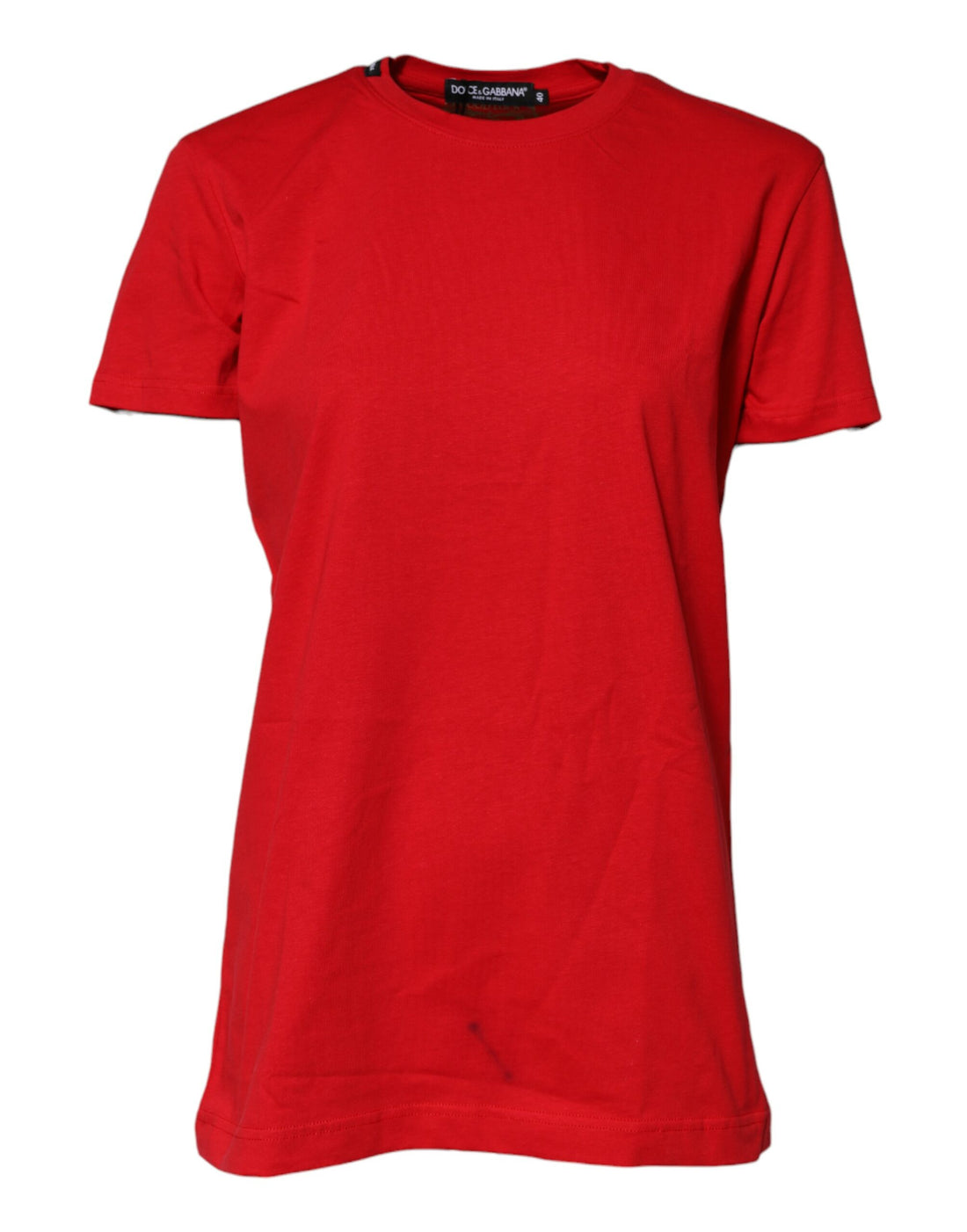 Rood Katoenen T-shirt met Korte Mouwen en Ronde Hals