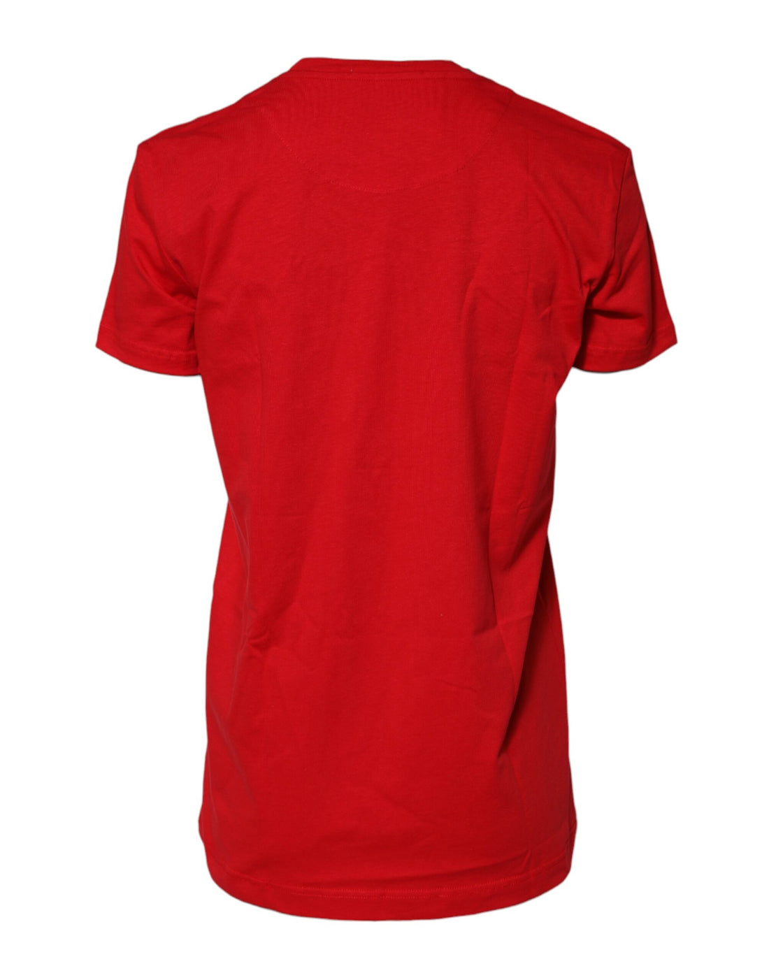 Rood Katoenen T-shirt met Korte Mouwen en Ronde Hals