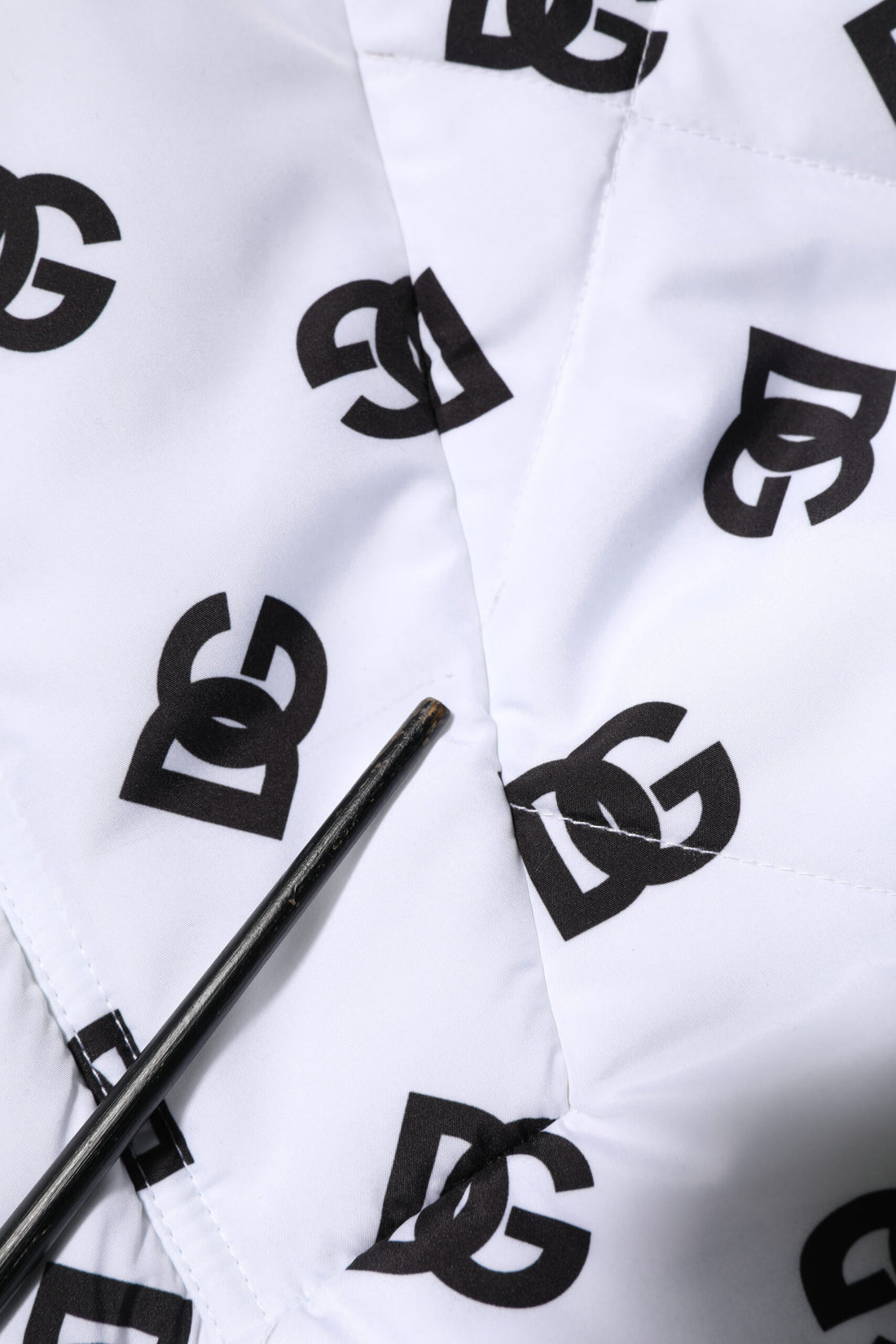 Dolce & Gabbana White DG Monogram Hooded Quilted Jacket