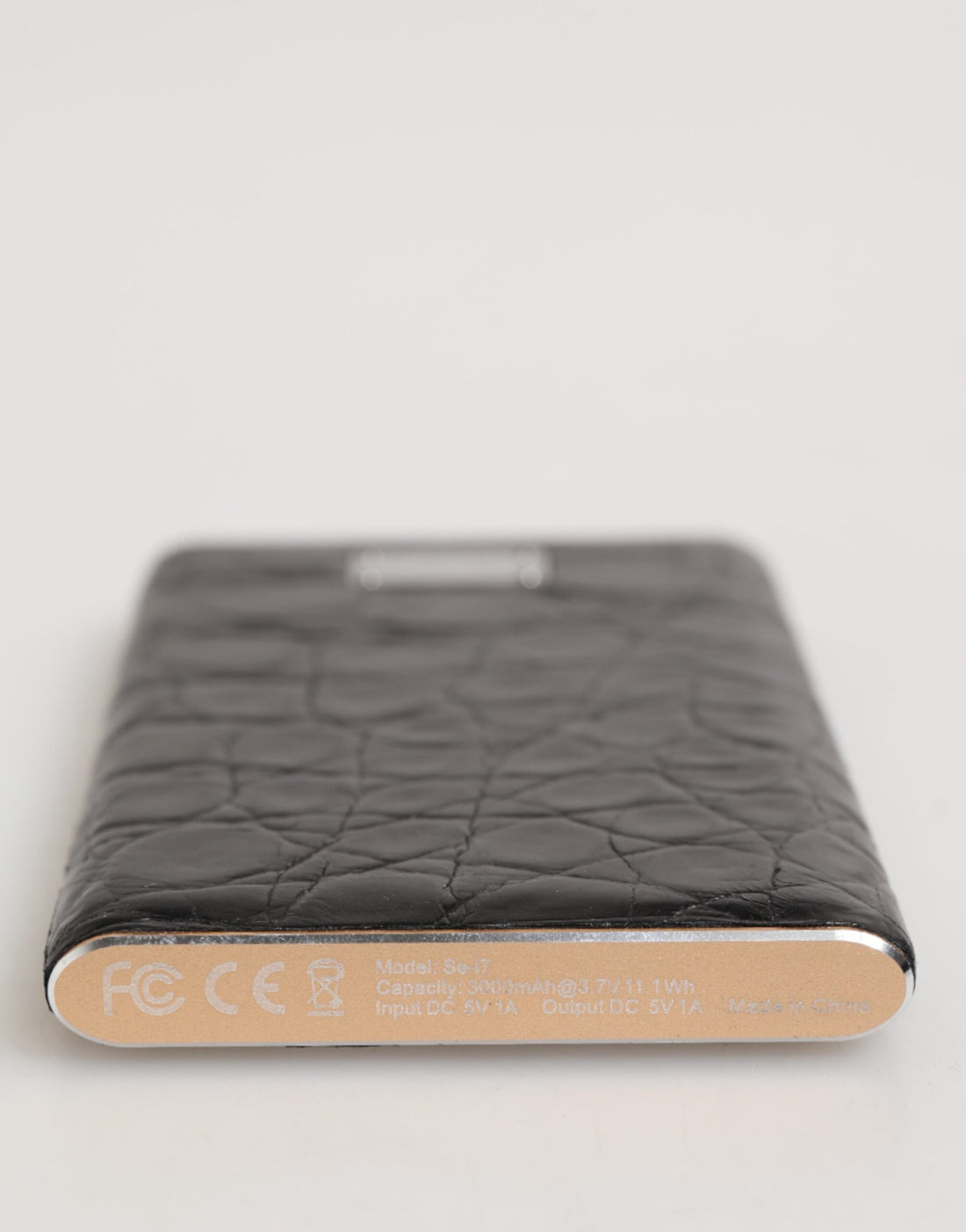 Dolce & Gabbana Black Leather Exotic 3000mAh Power Bank Charger USB