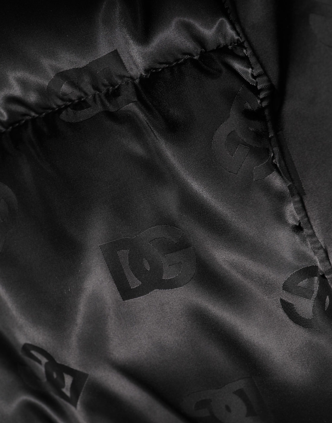 Dolce & Gabbana Black Monogram Logo Puffer Nylon Hooded Jacket
