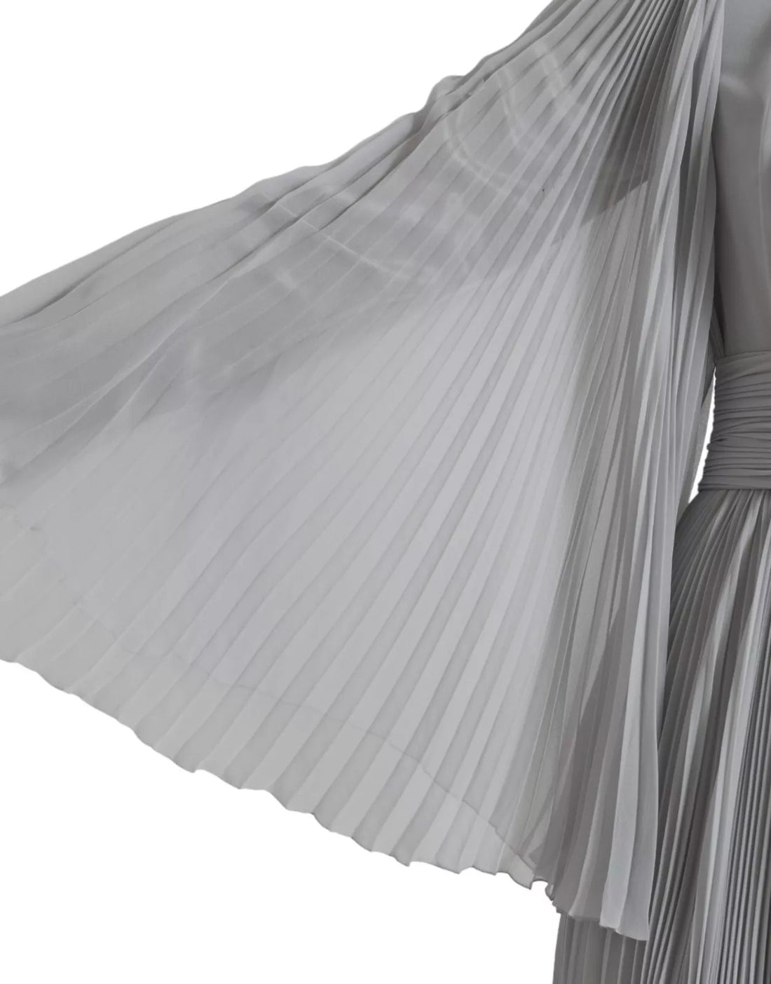 Dolce & Gabbana Light Grey Polyester Pleated Long Maxi Dress