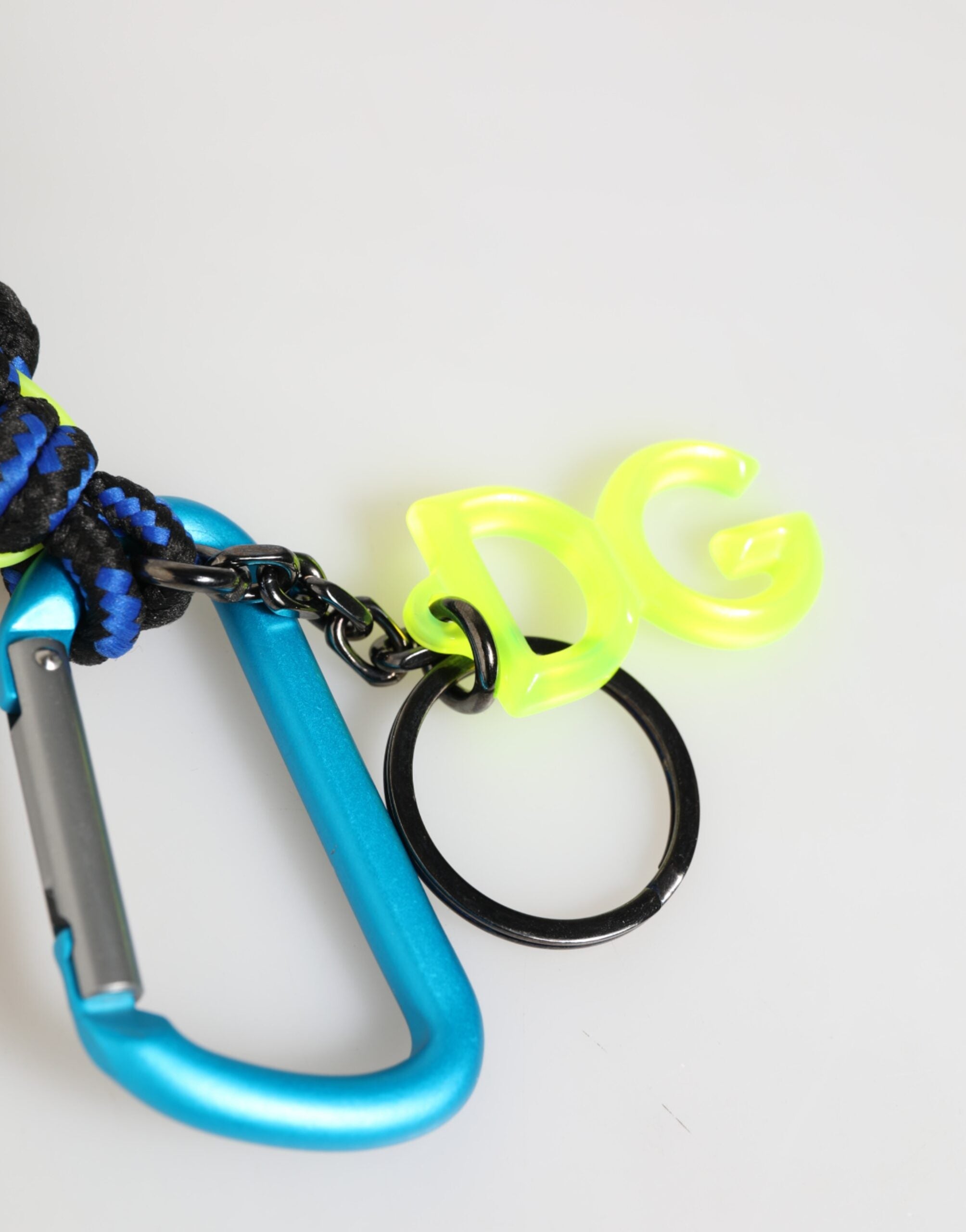 Dolce & Gabbana Blue Yellow Leather Tape String DG Logo Keychain Keyring