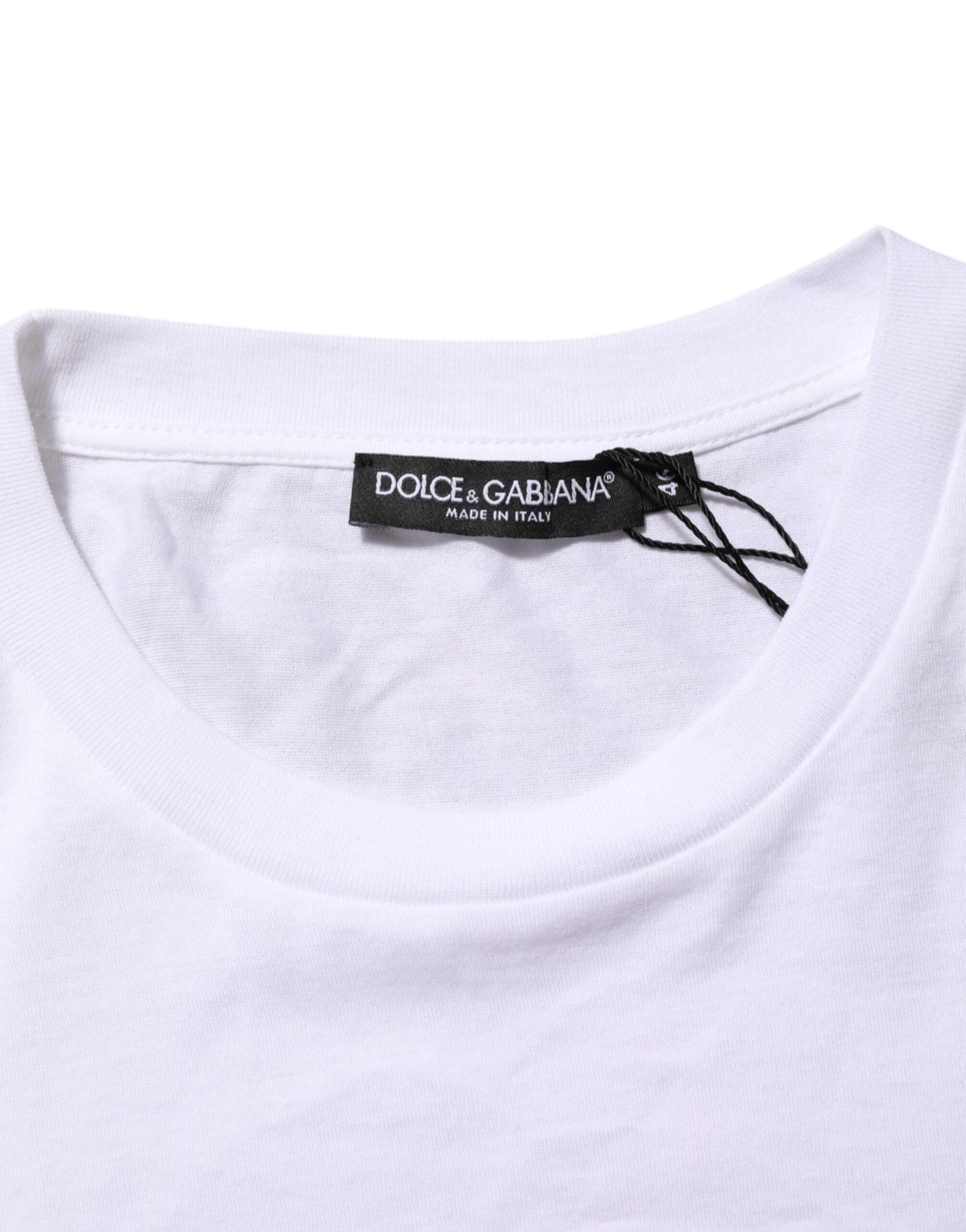 Wit Logo Print Katoenen Heren T-shirt met Ronde Hals