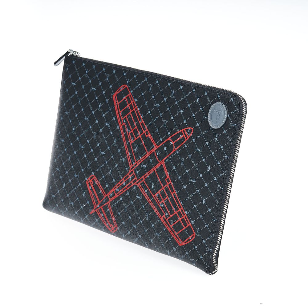 Trussardi Black Leather Men Clutch