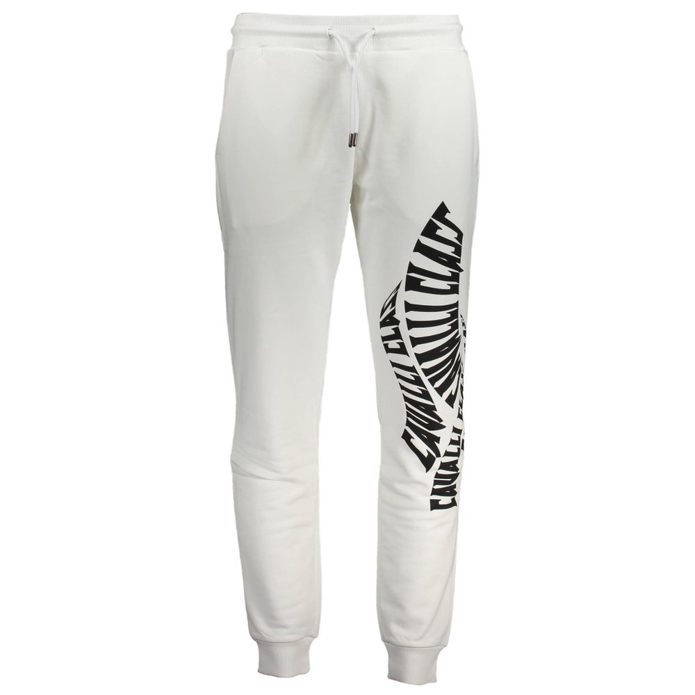 Cavalli Class Bianco Cotton Men Sport Pant
