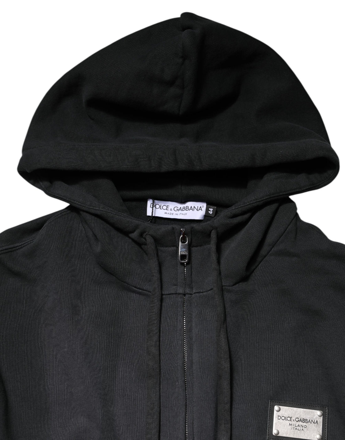 Dolce & Gabbana Black Logo Full Zip Hooded Men Sweatshirt Sweater