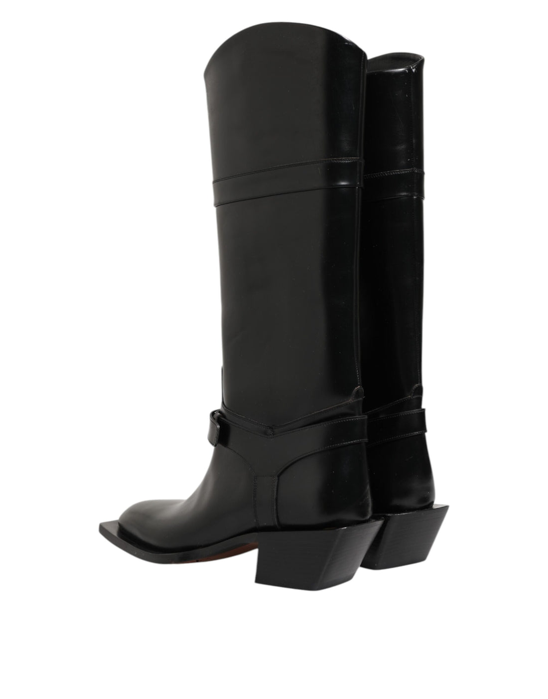 Dolce & Gabbana Black Logo Plaque Over The Calf Boots Shoes
