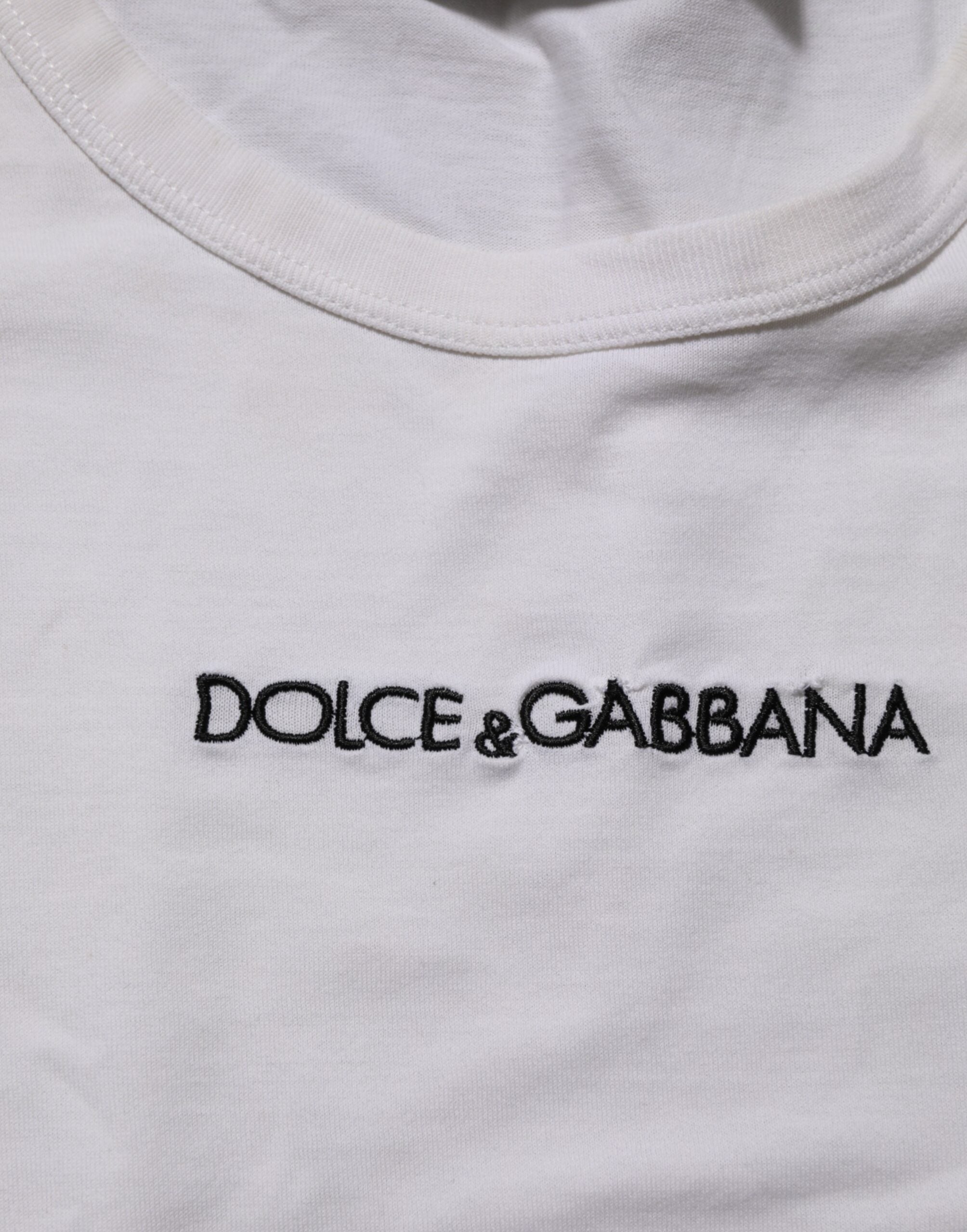 Wit katoenen T-shirt met ronde hals en logoprint voor heren
