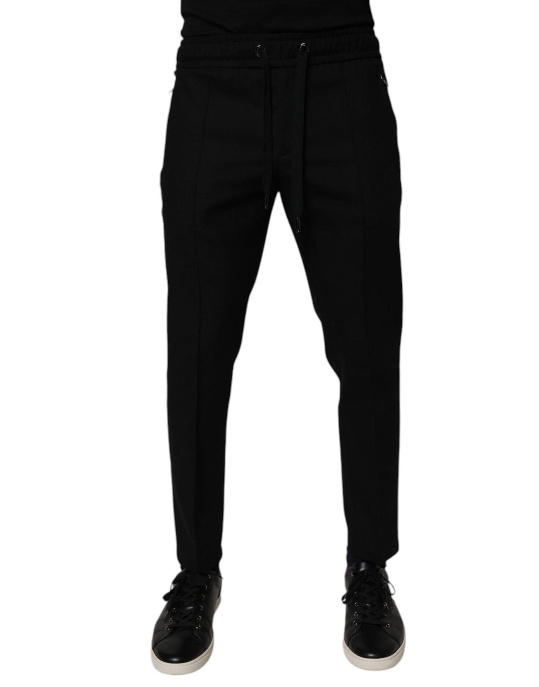 Zwarte wollen skinny joggingbroek voor heren