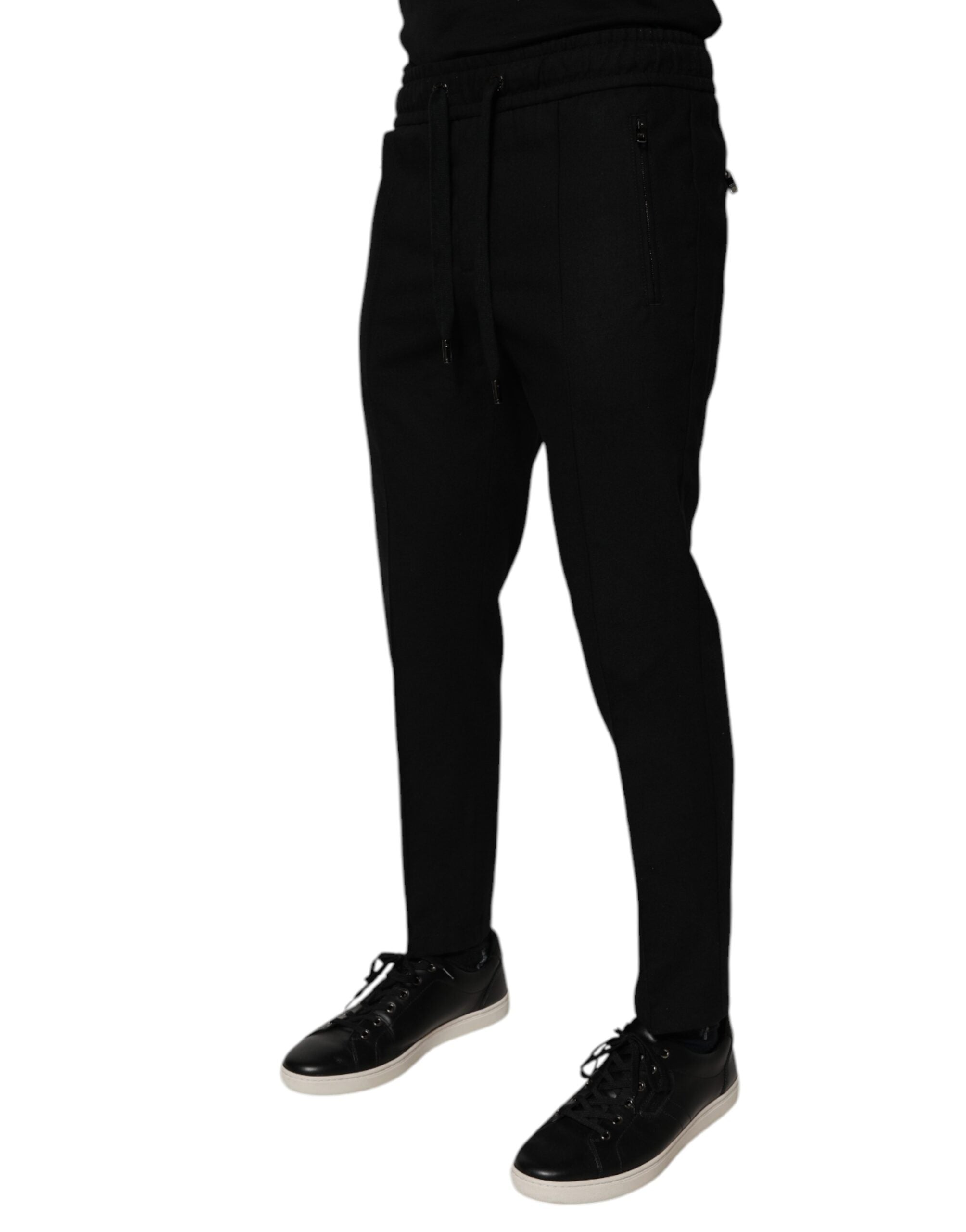 Zwarte wollen skinny joggingbroek voor heren