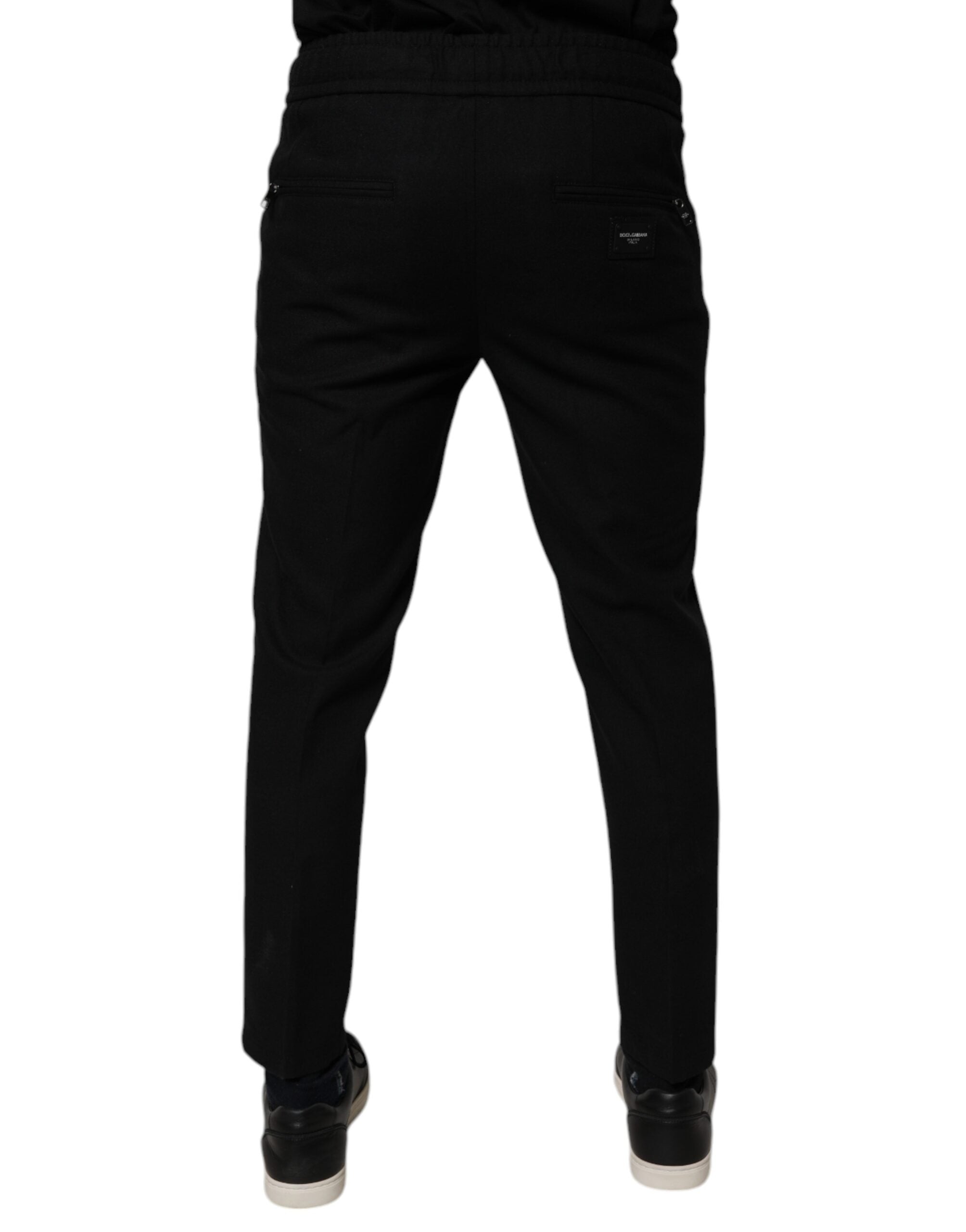 Zwarte wollen skinny joggingbroek voor heren