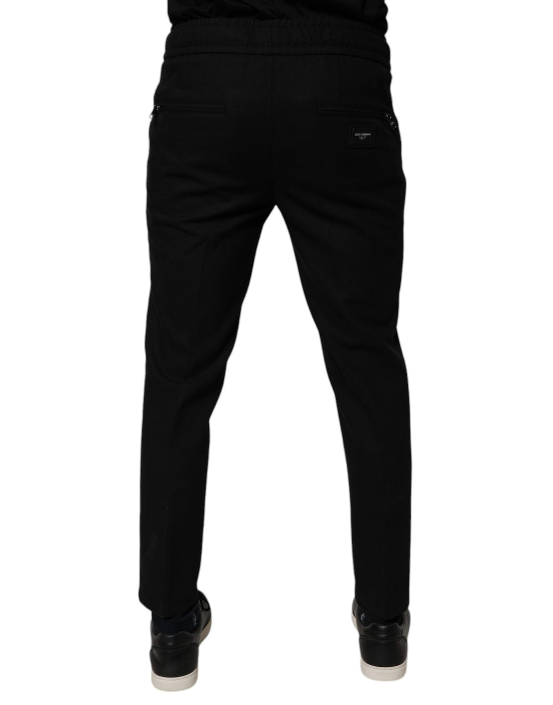 Zwarte wollen skinny joggingbroek voor heren