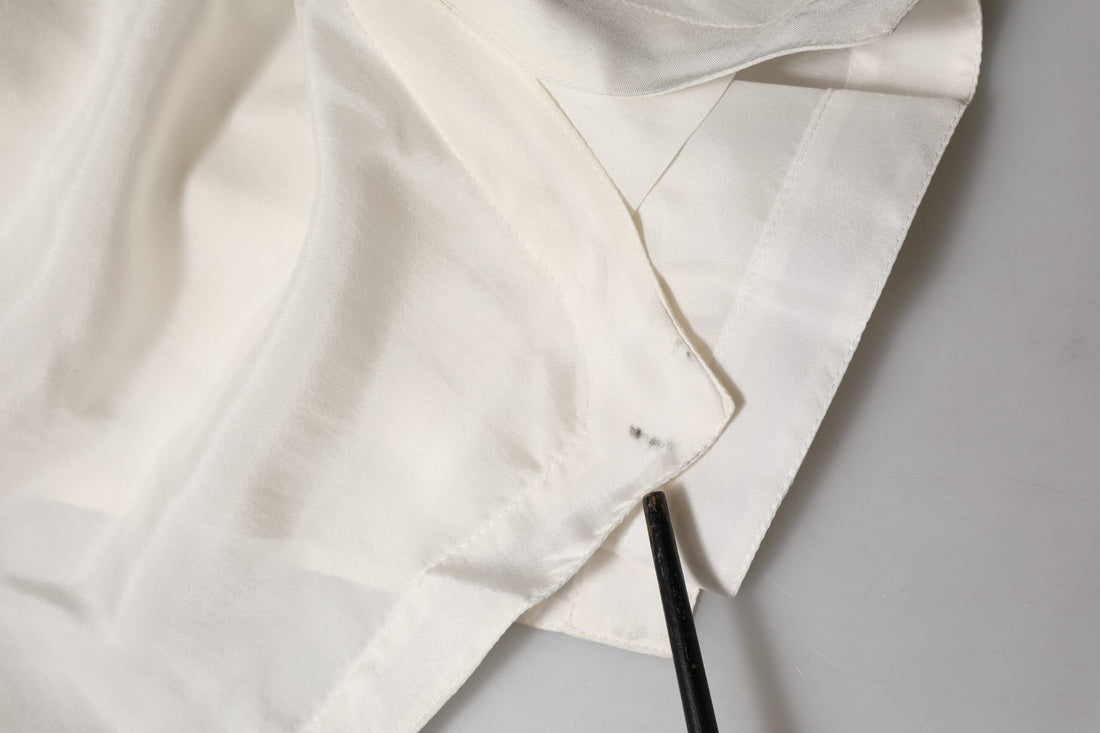 Dolce & Gabbana Off White Silk Button Down Polo Shirt Top