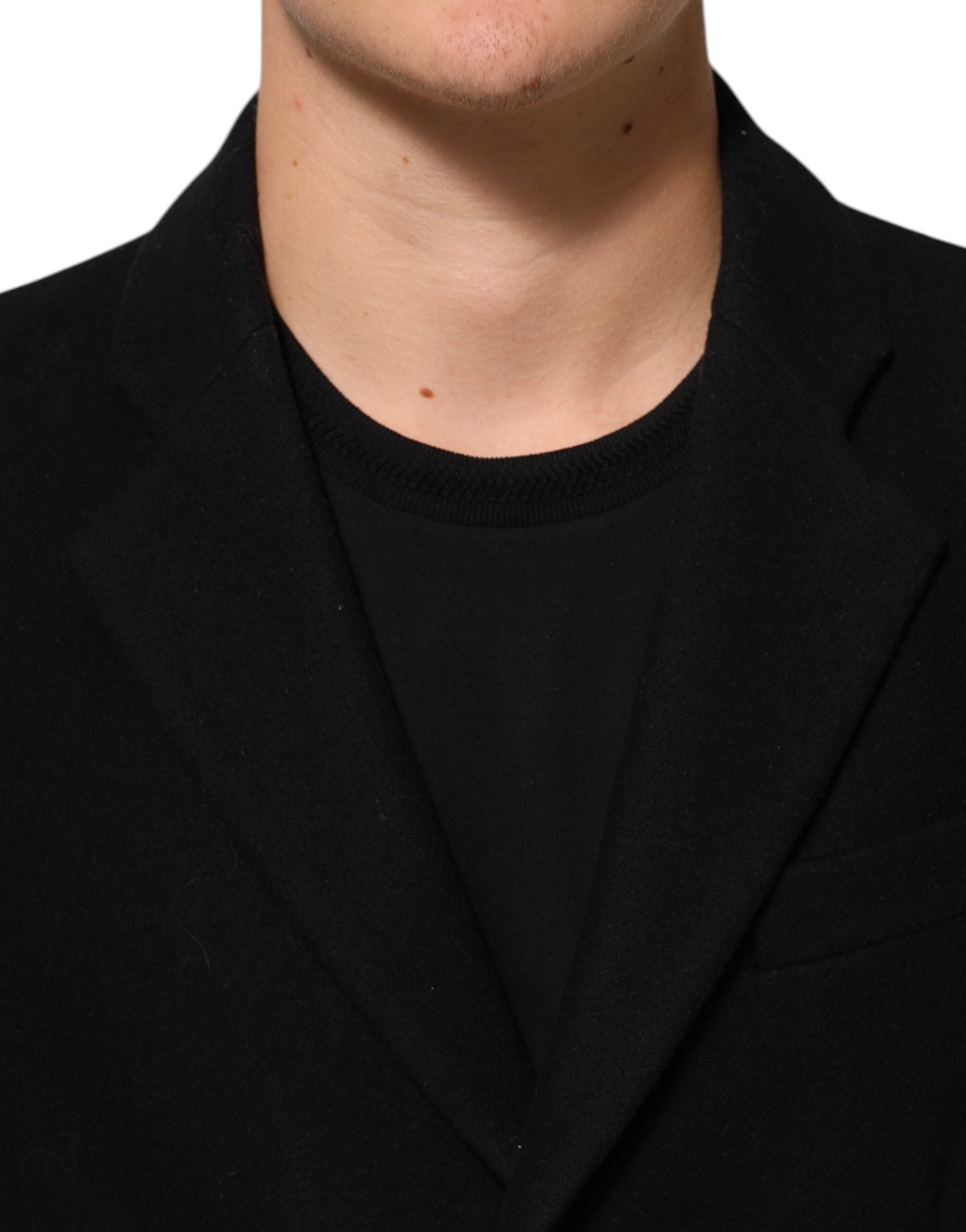Zwarte Wollen Trenchcoat Jas met Knopen voor Heren