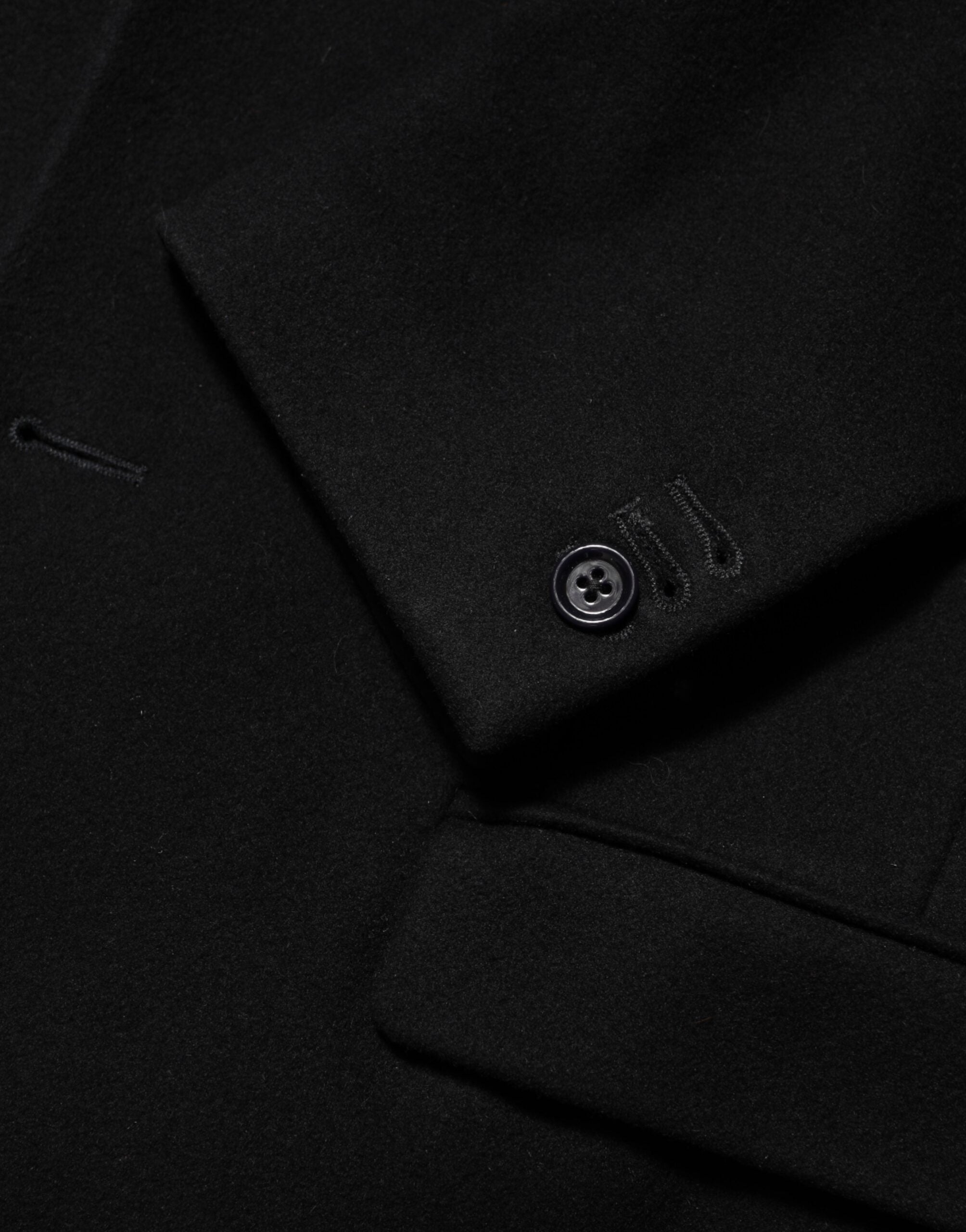 Zwarte Wollen Trenchcoat Jas met Knopen voor Heren