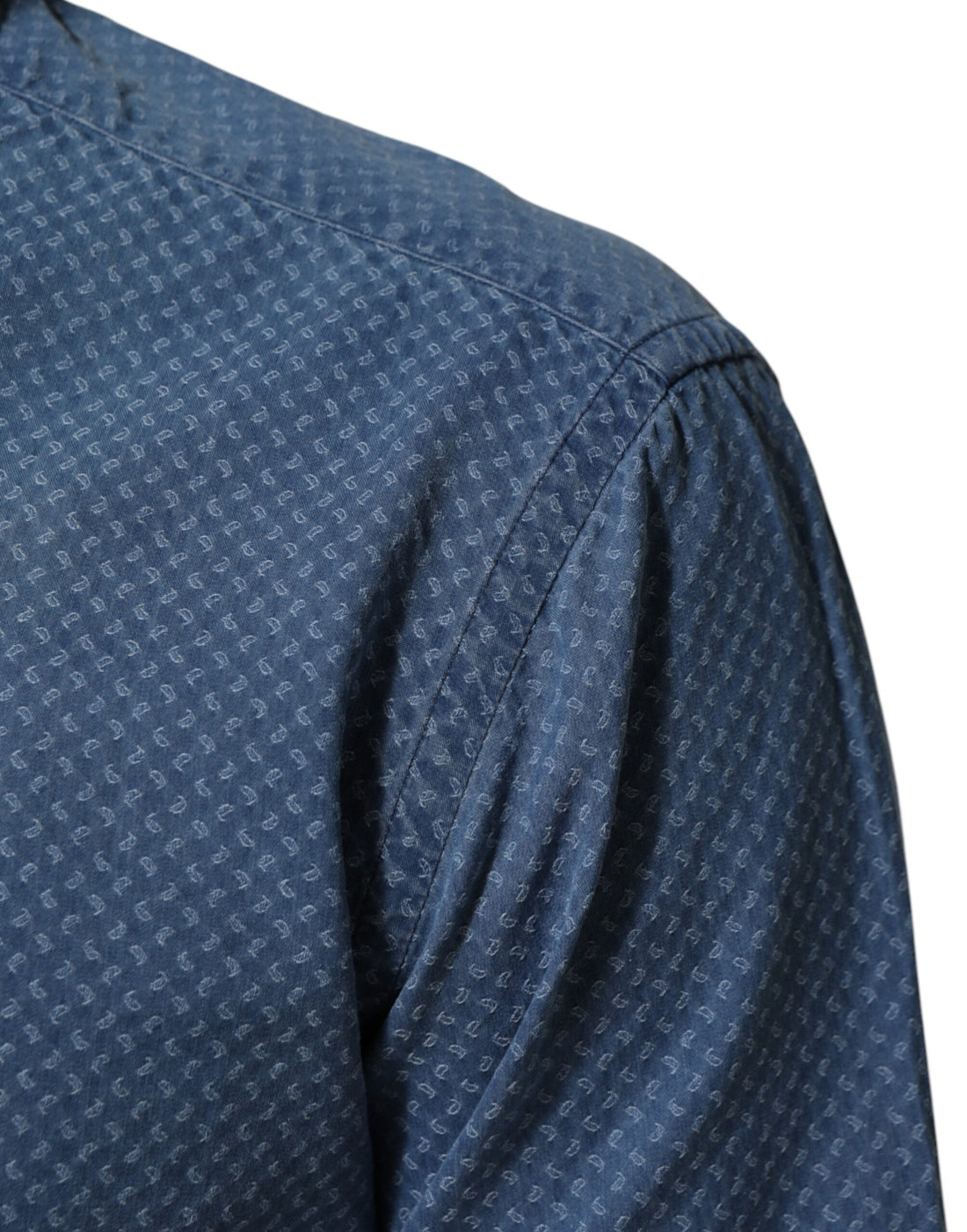 AGLINI Blue Cotton Slim Fit Collared Long Sleeve Casual Shirt