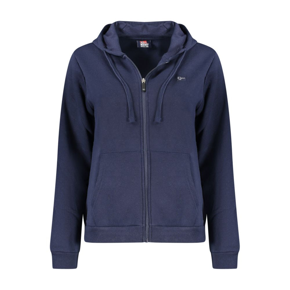Norway 1963 Blue Cotton Women Sweatshirt with Hood and Zip