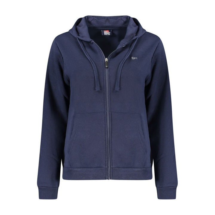 Norway 1963 Blue Cotton Women Sweatshirt with Hood and Zip