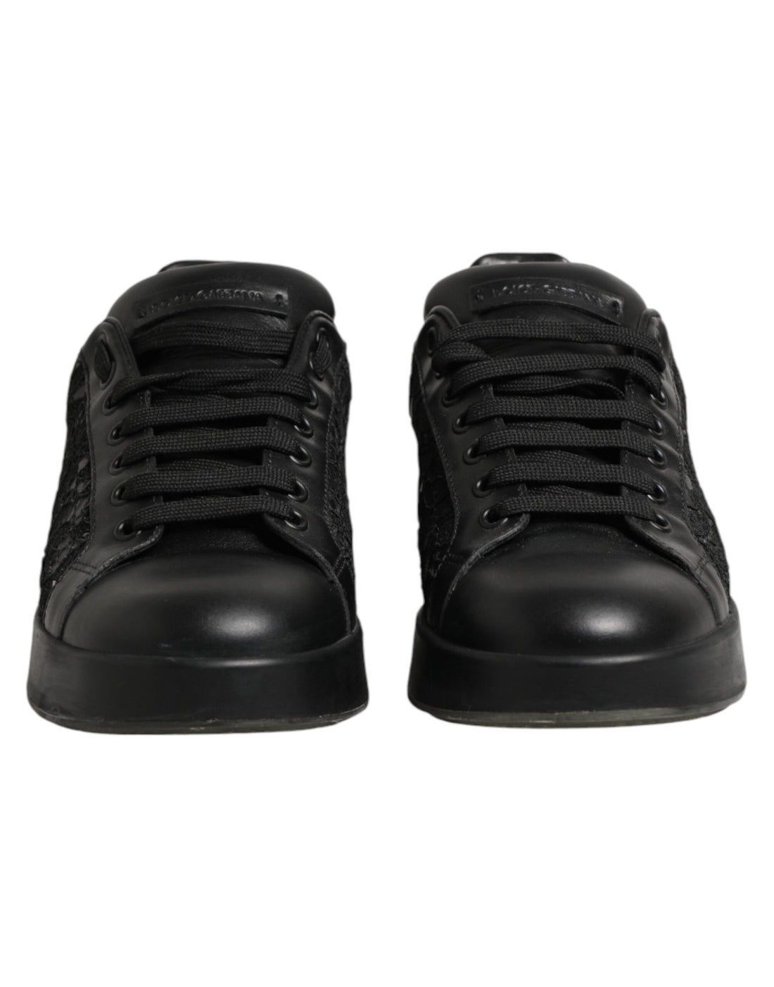 Dolce & Gabbana Black Floral Lace Low Top Sneaker Shoes