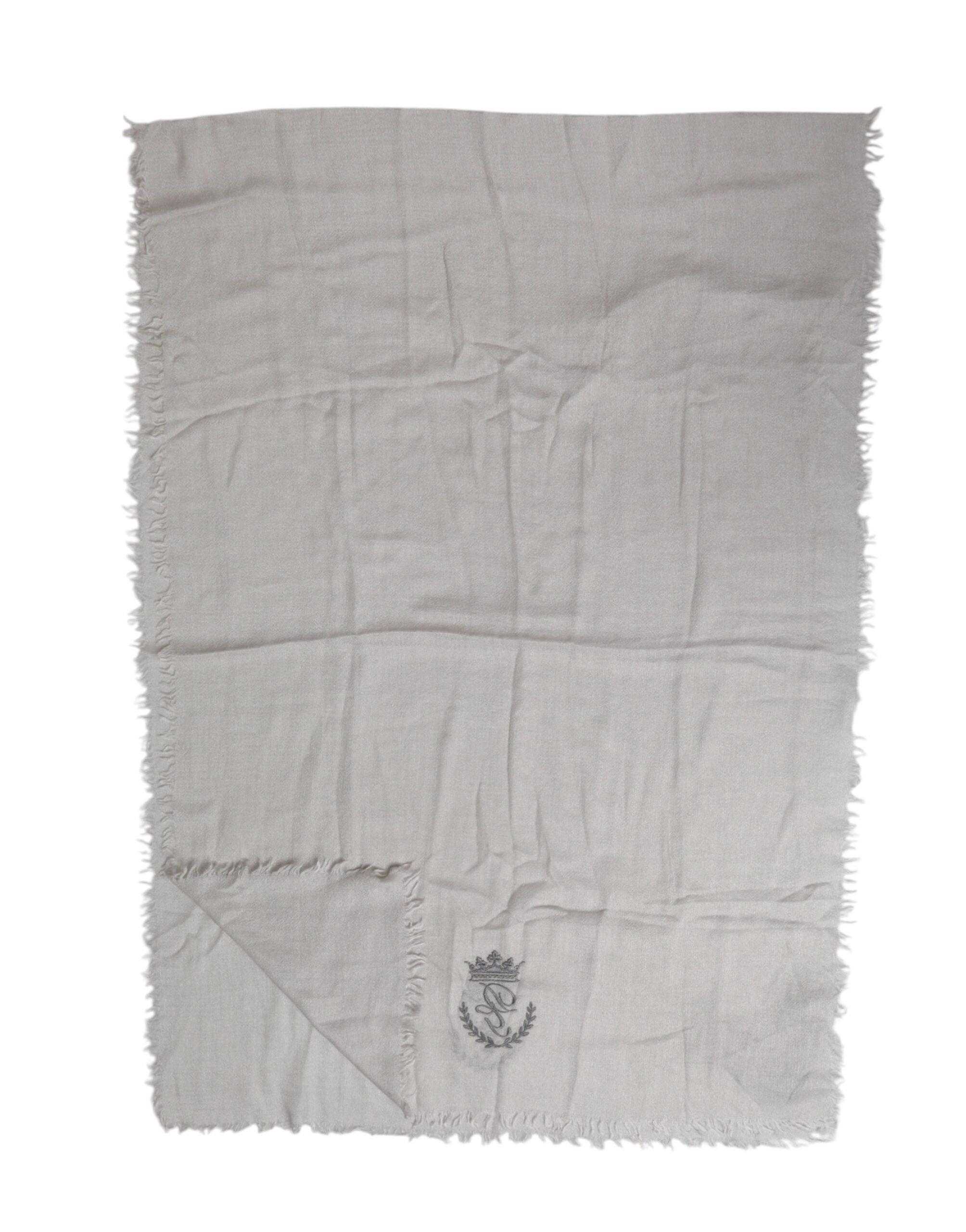 Grijze Kasjmier Gebreide Franjes Nek Foulard 67cm x 200cm Foulard Sjaal