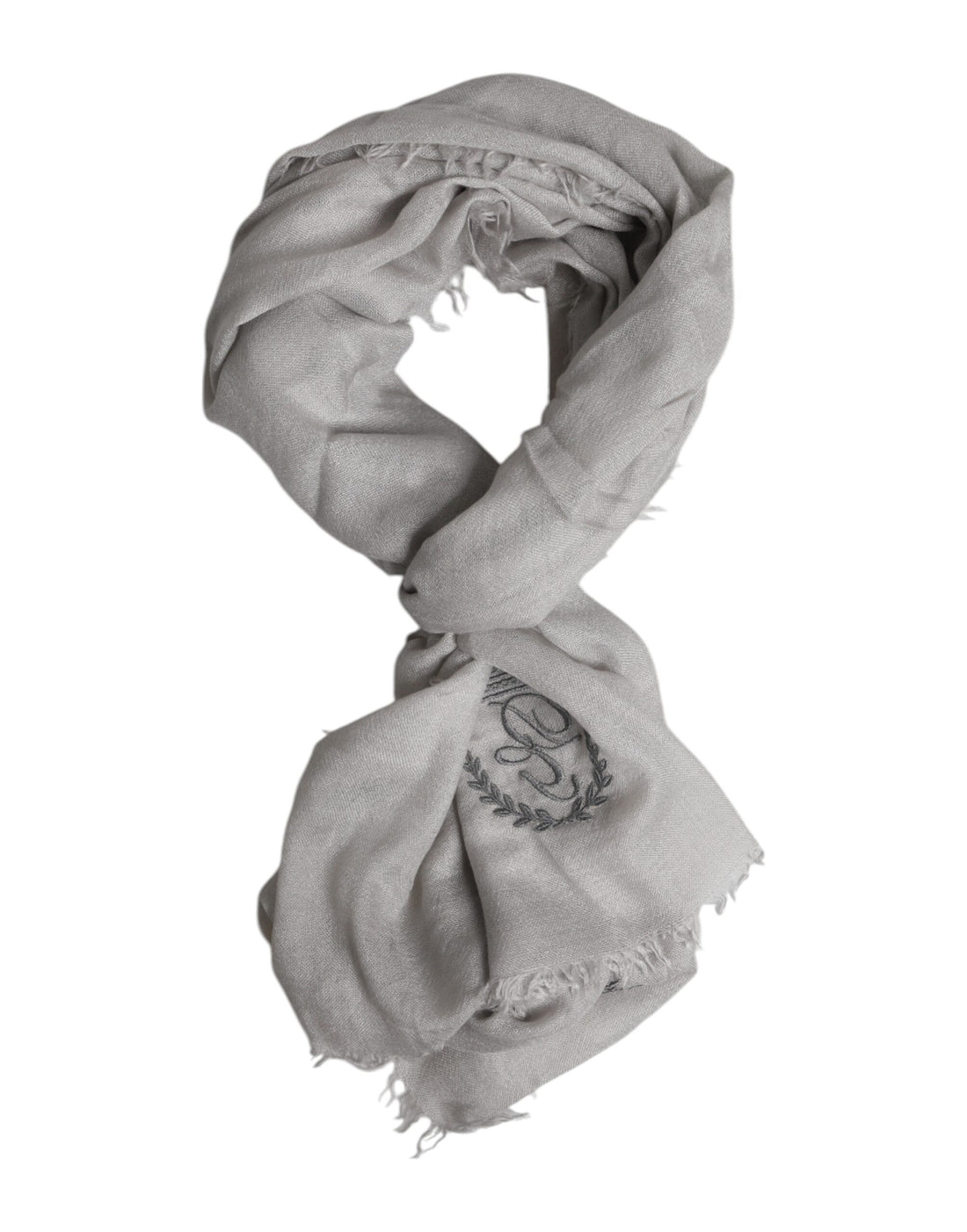 Grijze Kasjmier Gebreide Franjes Nek Foulard 67cm x 200cm Foulard Sjaal