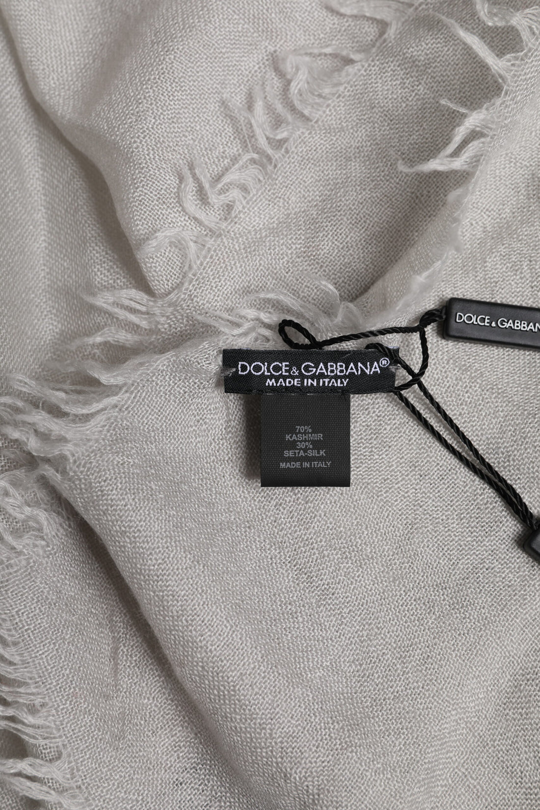 Grijze Kasjmier Gebreide Franjes Nek Foulard 67cm x 200cm Foulard Sjaal