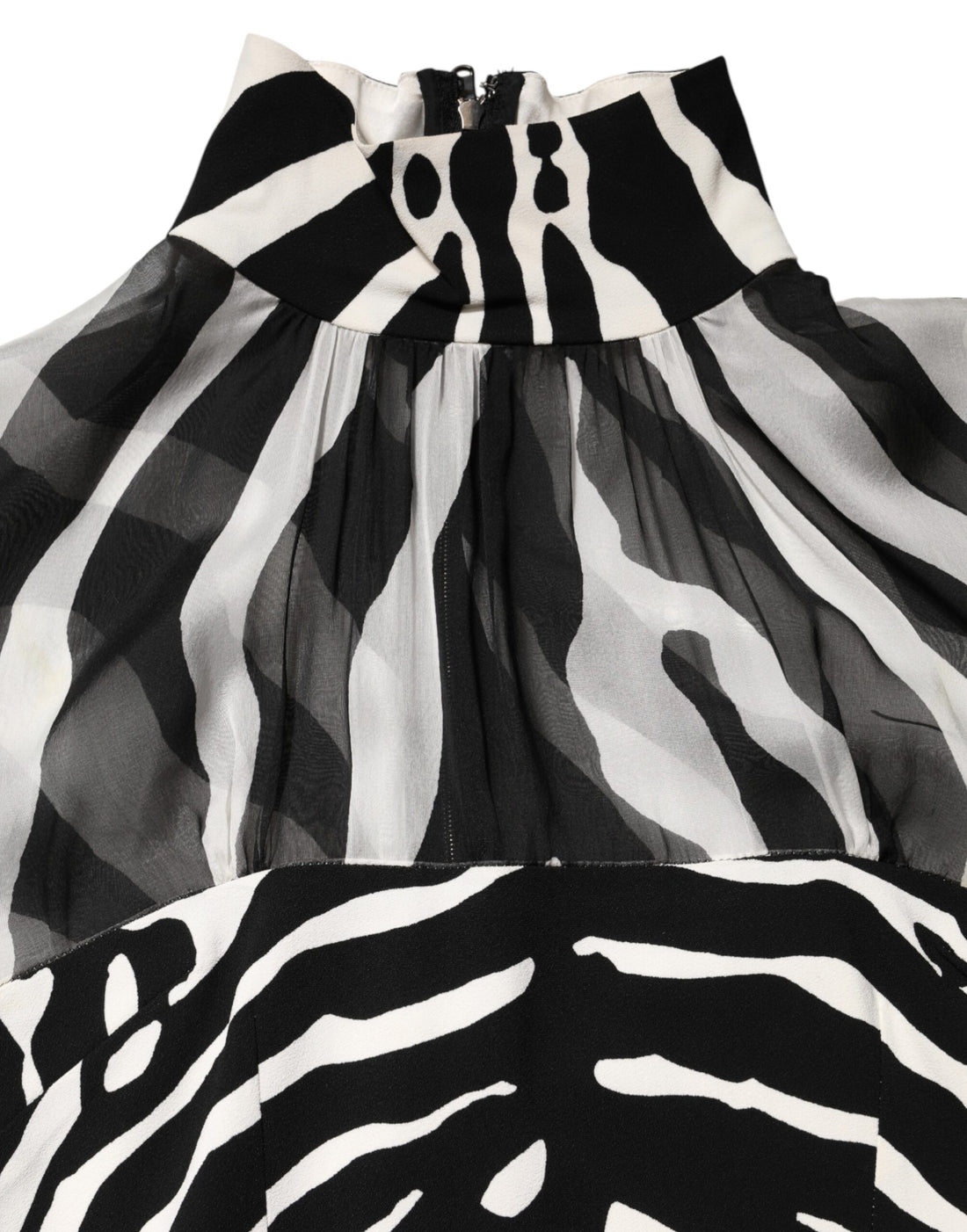 Dolce & Gabbana Zebra Print Chiffon Paneled Crop Blouse Top