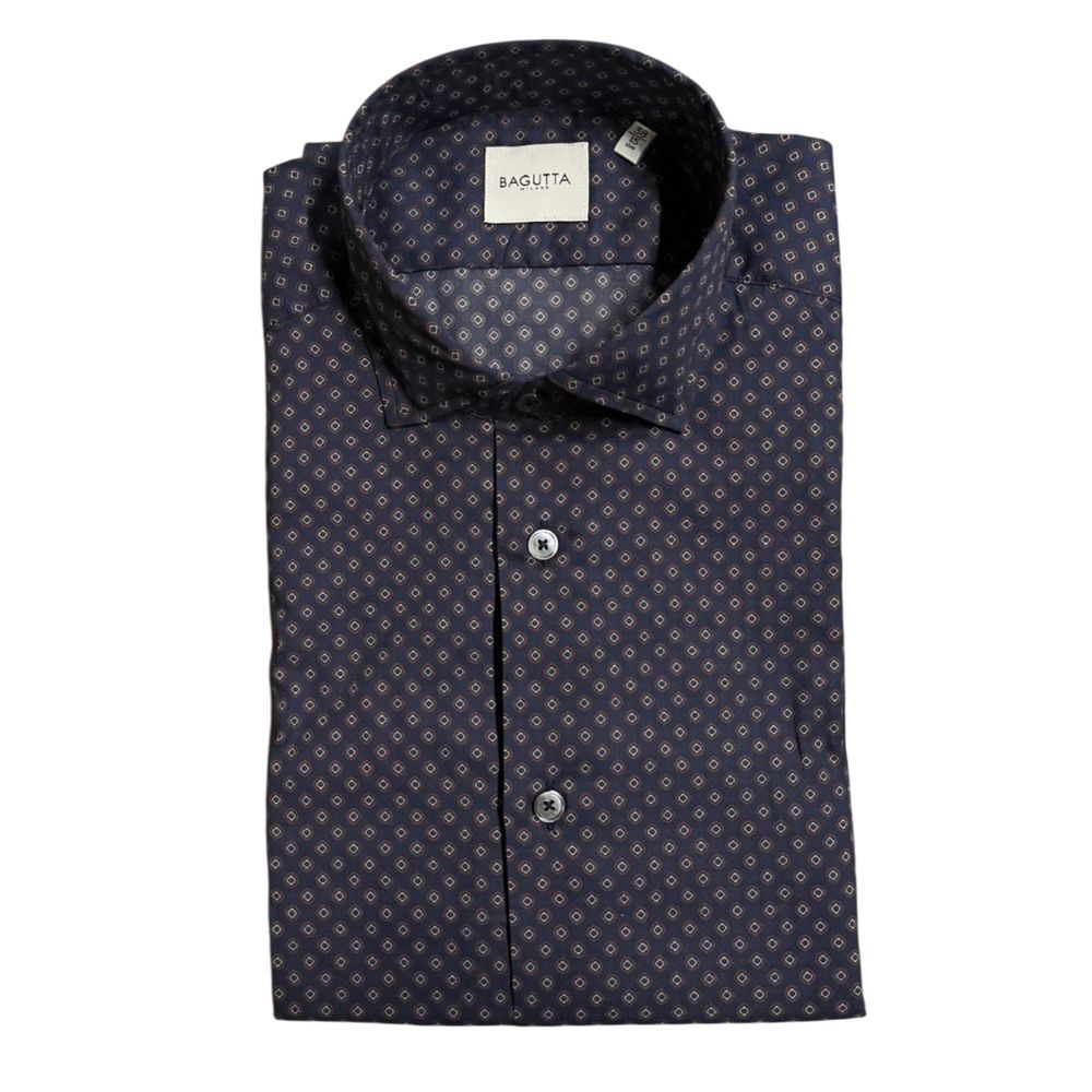 Bagutta Blue Cotton Men's Slim Fit Shirt