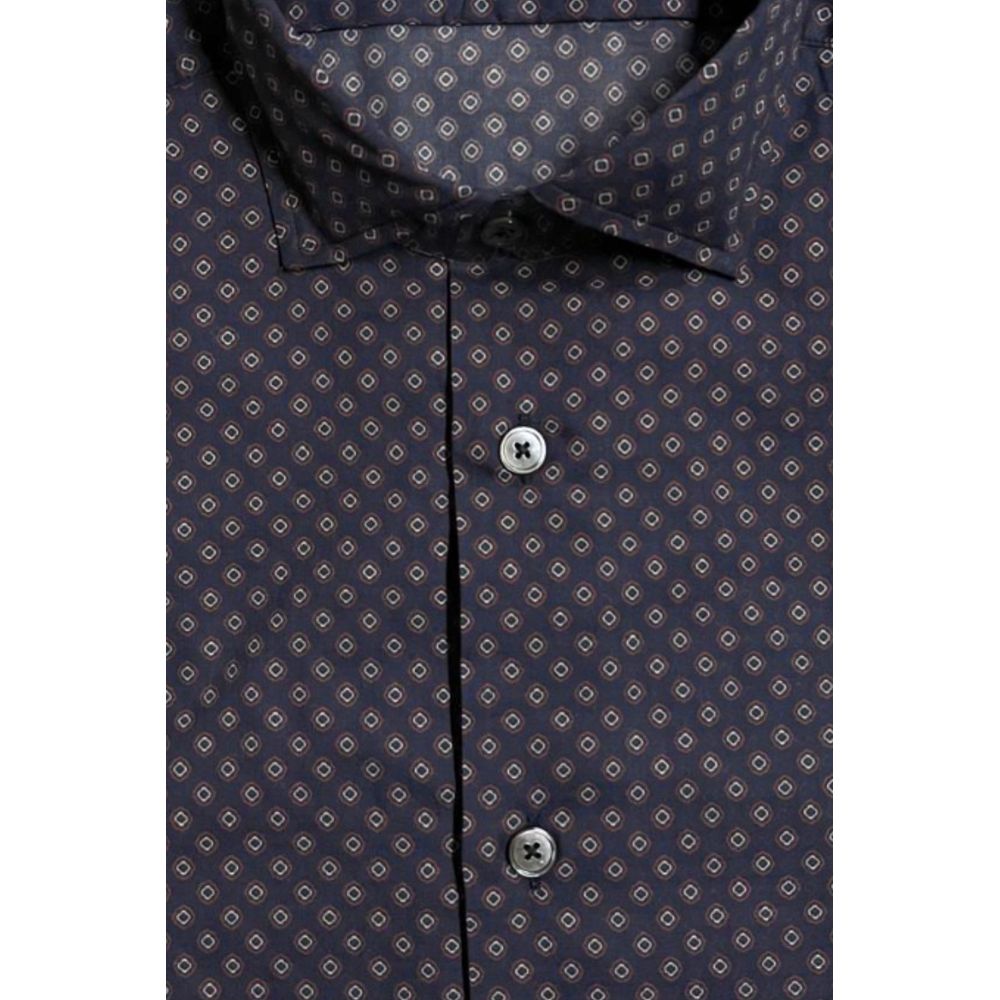 Bagutta Blue Cotton Men's Slim Fit Shirt