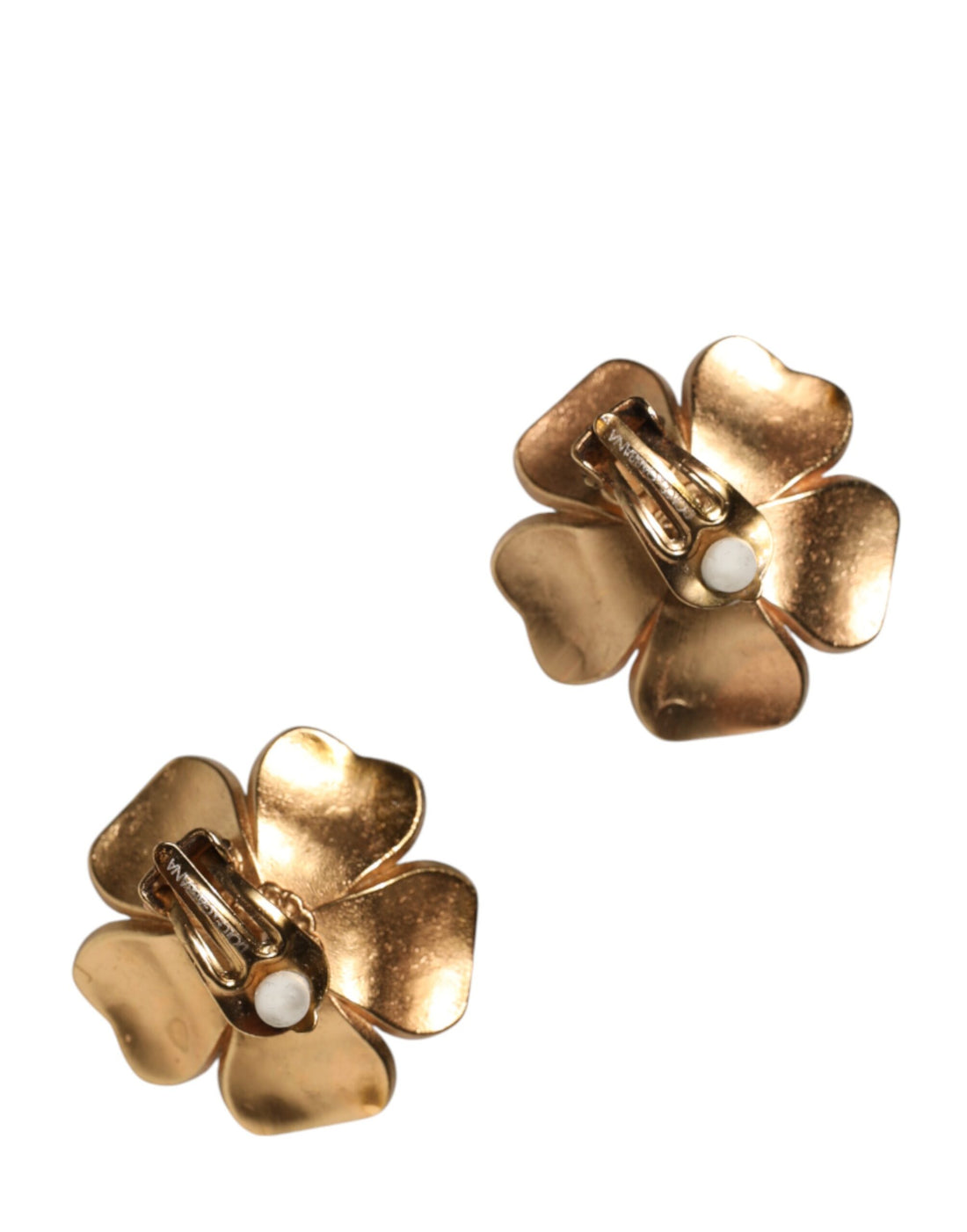 Goudkleurige Maxi Faux Parel Bloem Clip-oorbellen