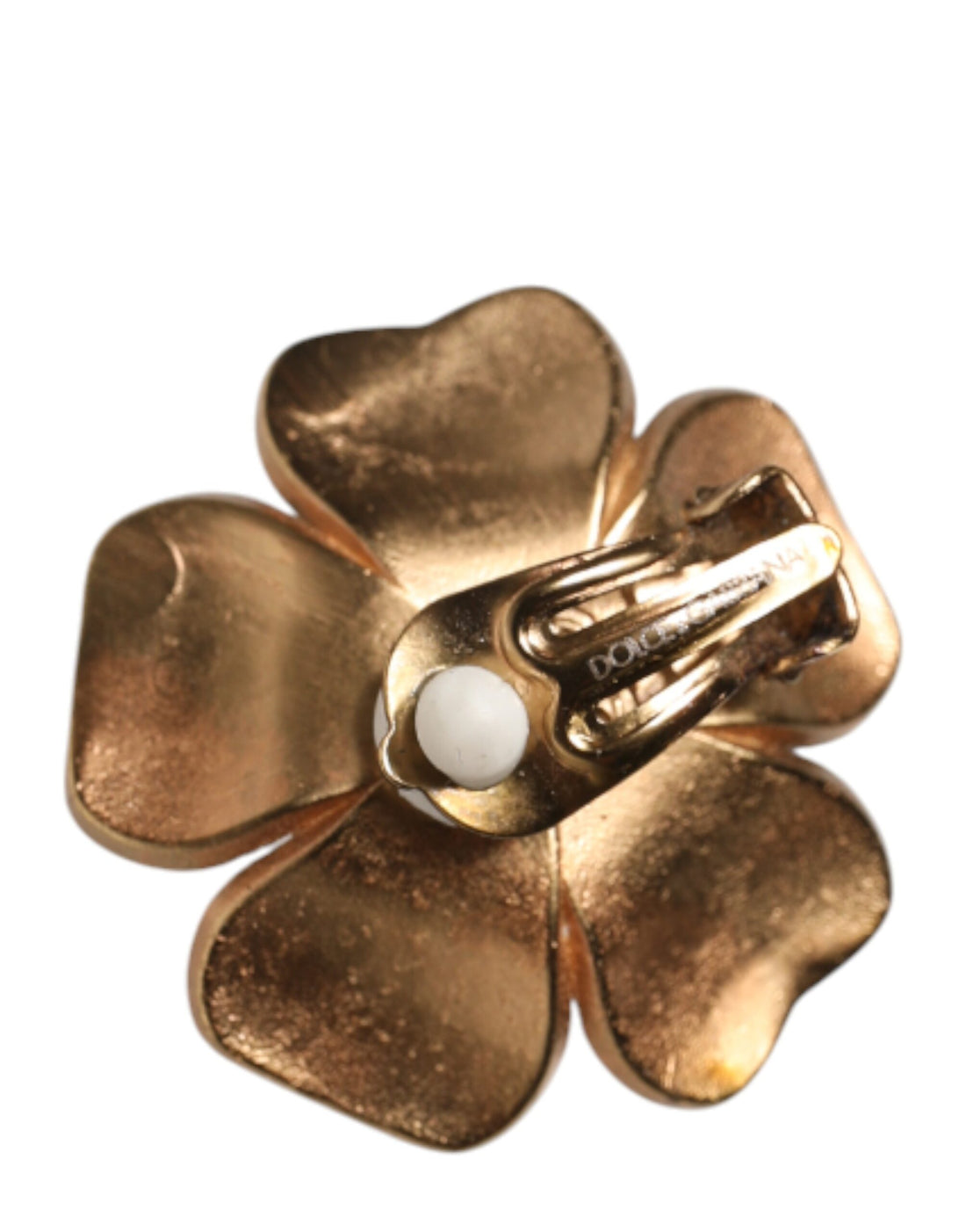 Goudkleurige Maxi Faux Parel Bloem Clip-oorbellen