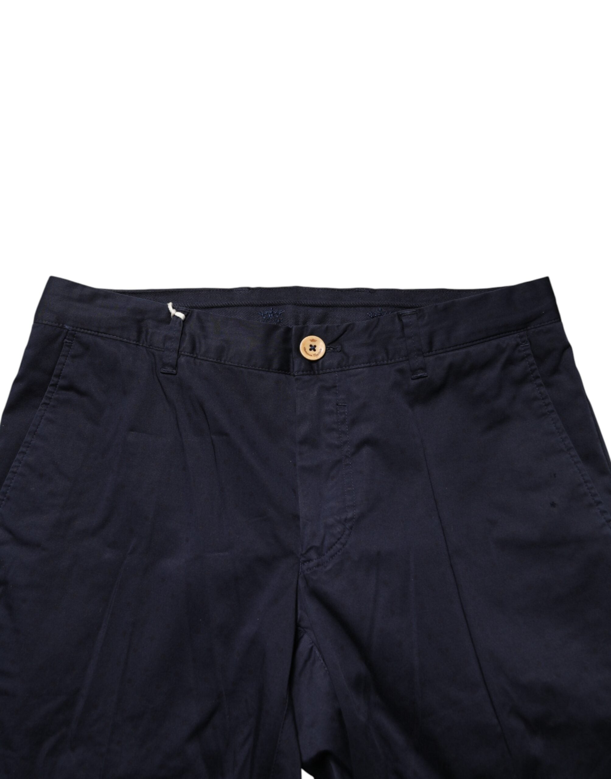 Domenico Tagliente Dark Blue Cotton Skinny Men Trouser Pants