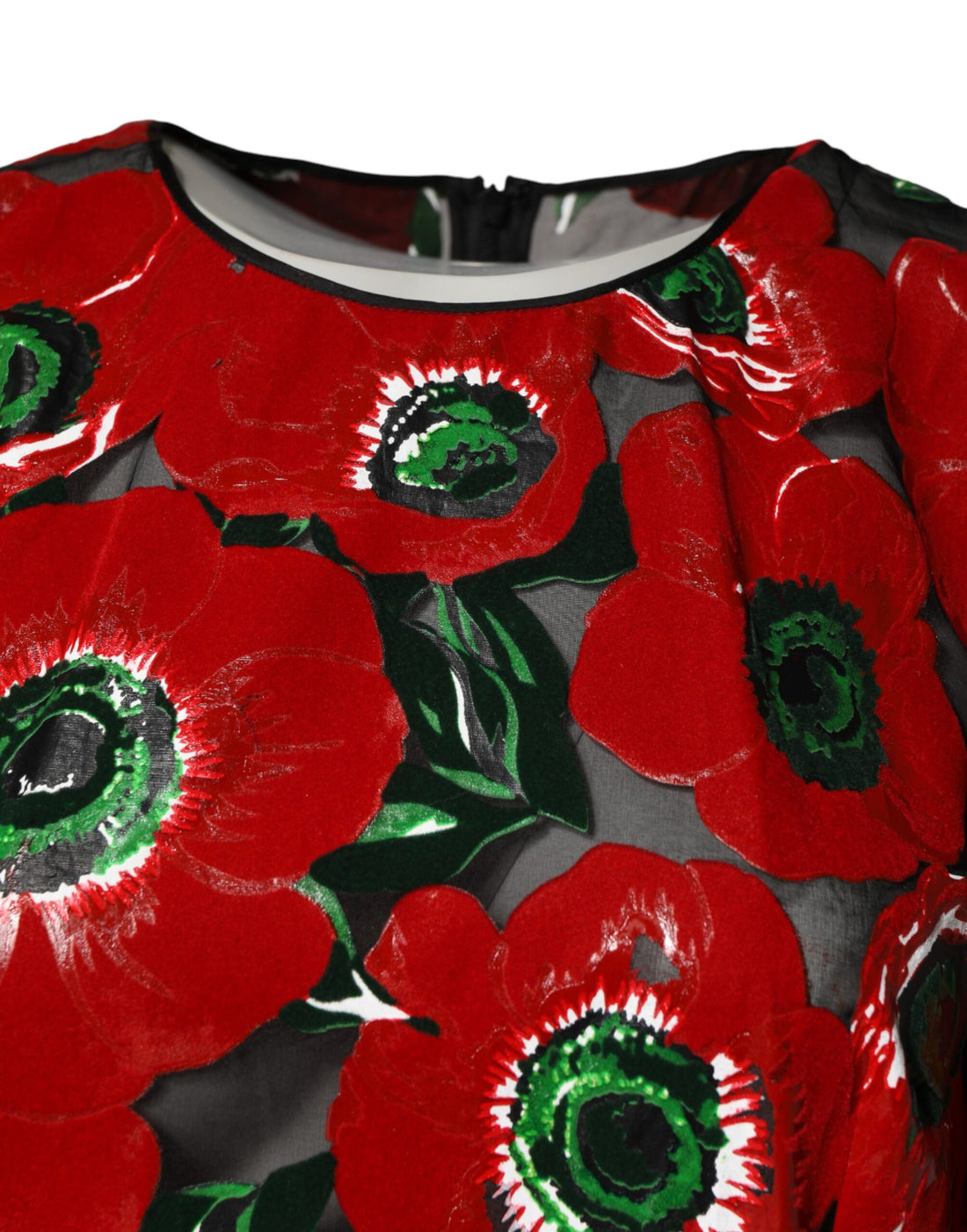 Rode A-lijn midijurk van nylon met bloemenprint