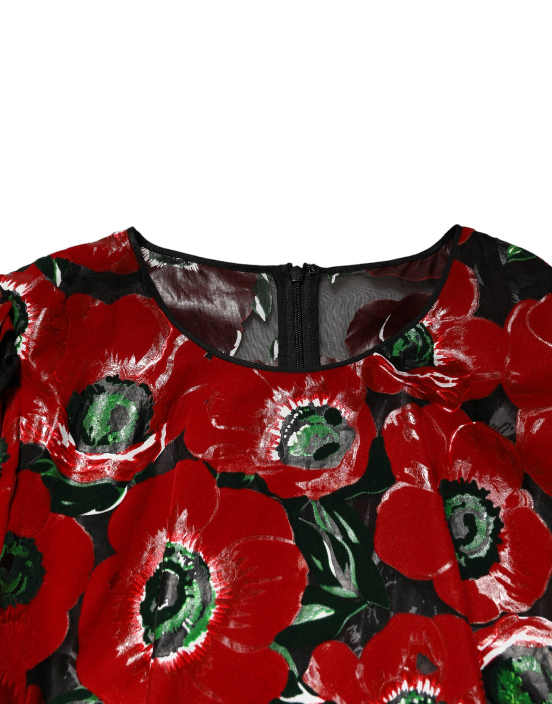 Rode A-lijn midijurk van nylon met bloemenprint