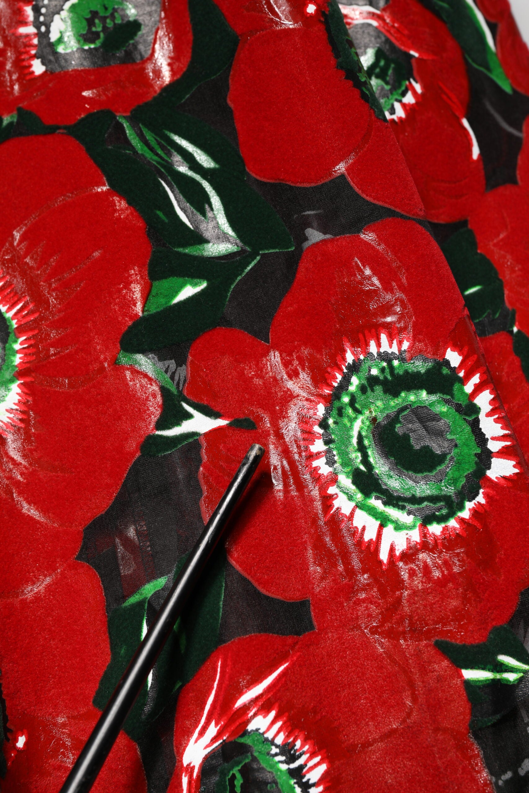 Rode A-lijn midijurk van nylon met bloemenprint