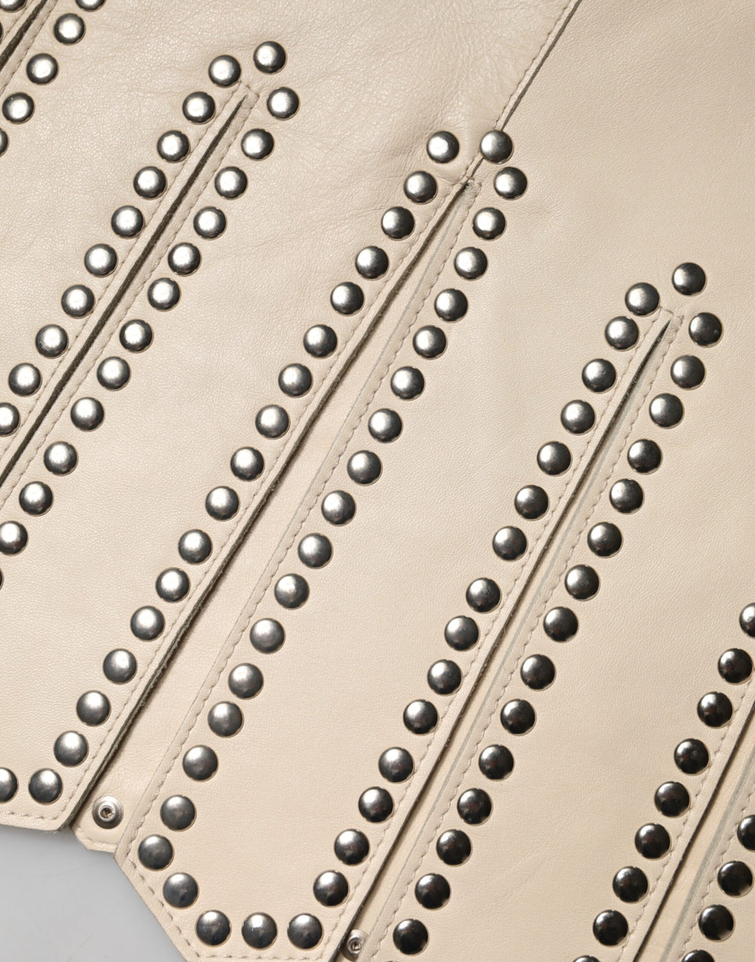 Dolce & Gabbana Beige Leather Studs Mid Waist Mini Skirt