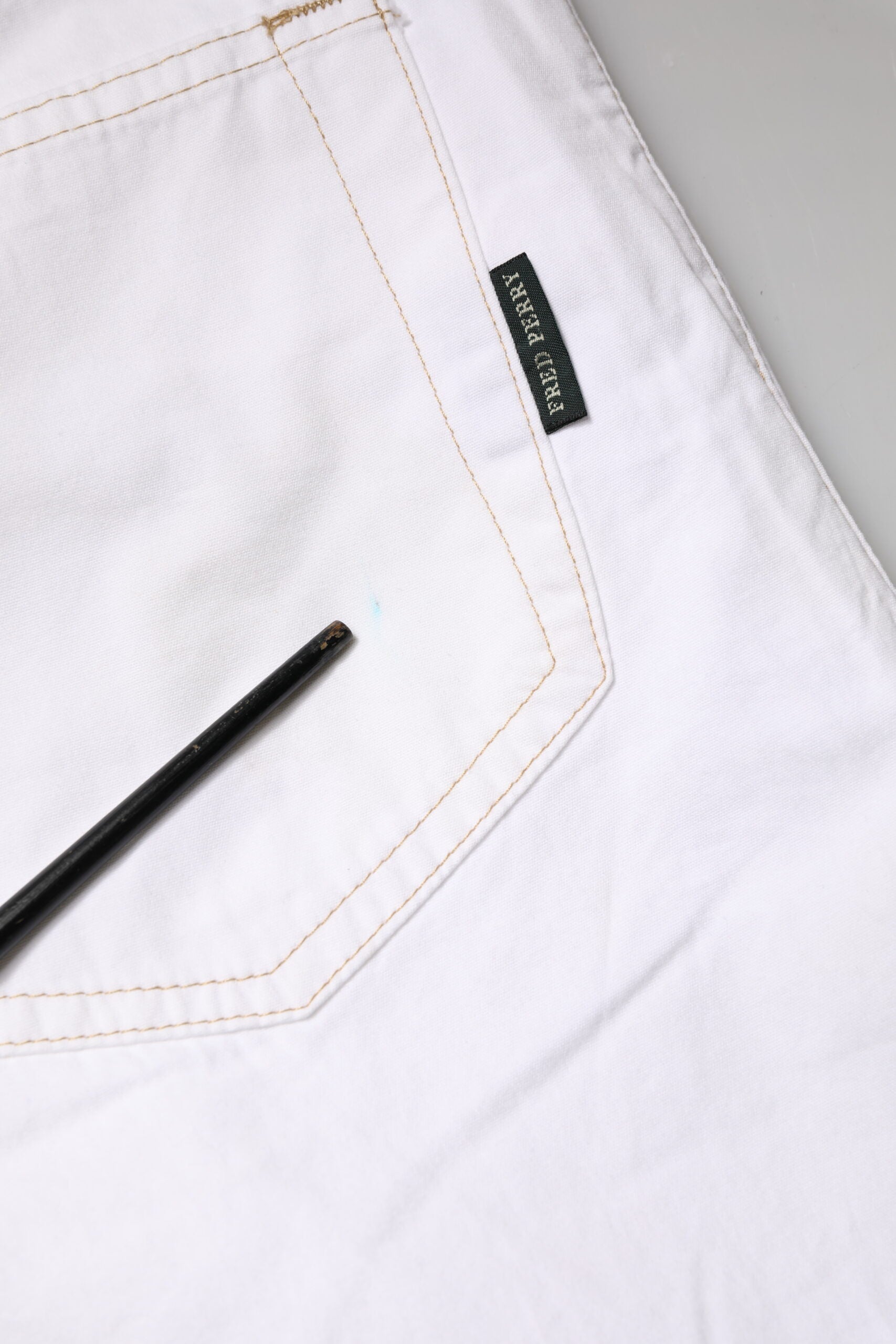 Witte Katoenen Rechte Spijkerbroek Voor Heren Met Middelhoge Taille