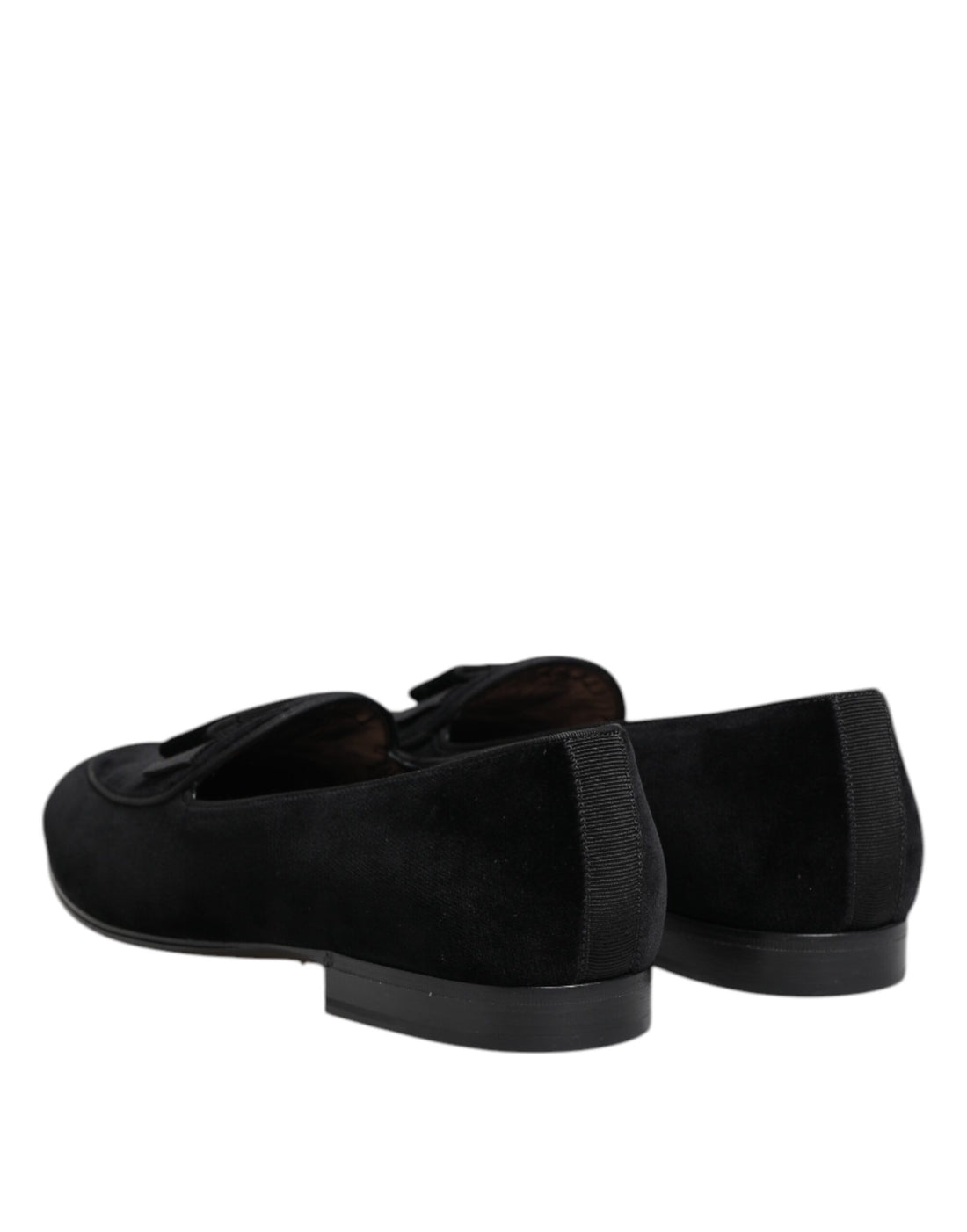 Dolce & Gabbana Black Velvet Slip On Loafers Formal Men Shoes