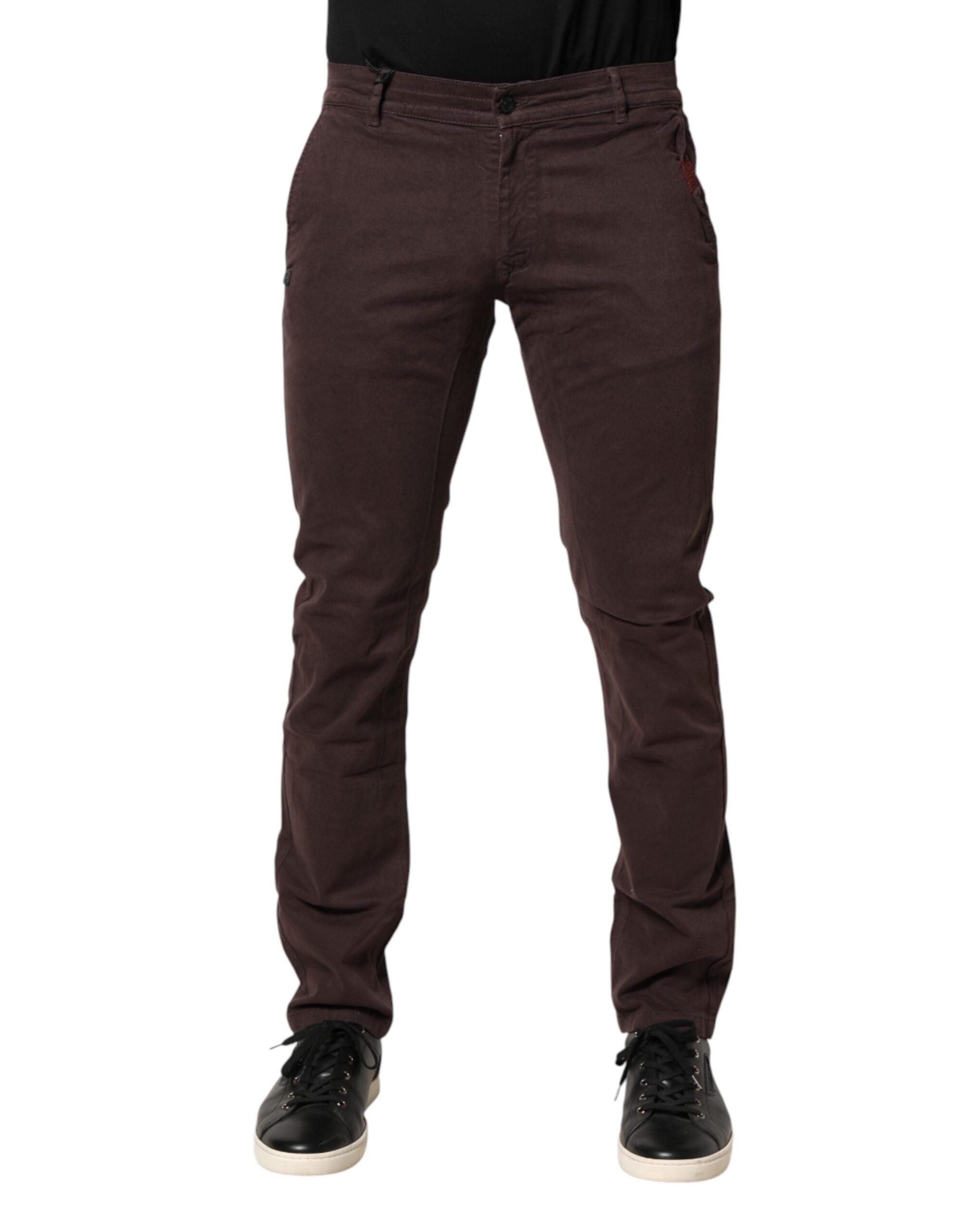 Daniele Alessandrini Brown Cotton Mid Waist Skinny Men Denim  Jeans