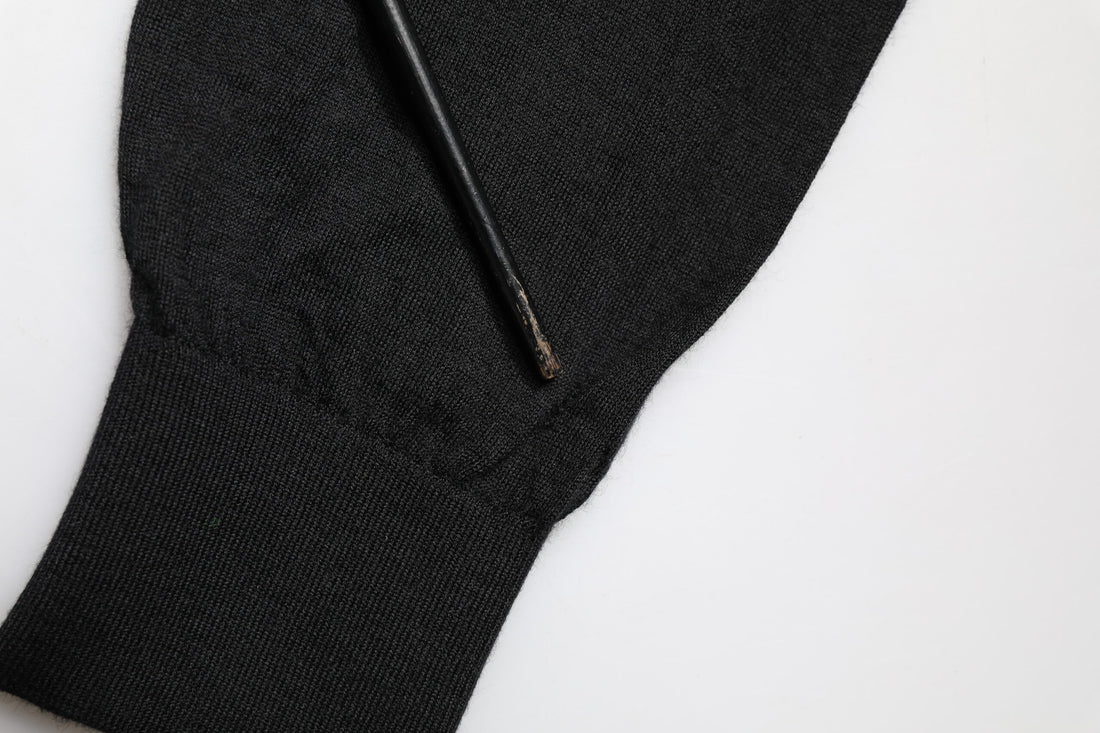 Dolce & Gabbana Black Cashmere V-Neck Men Pullover Sweater