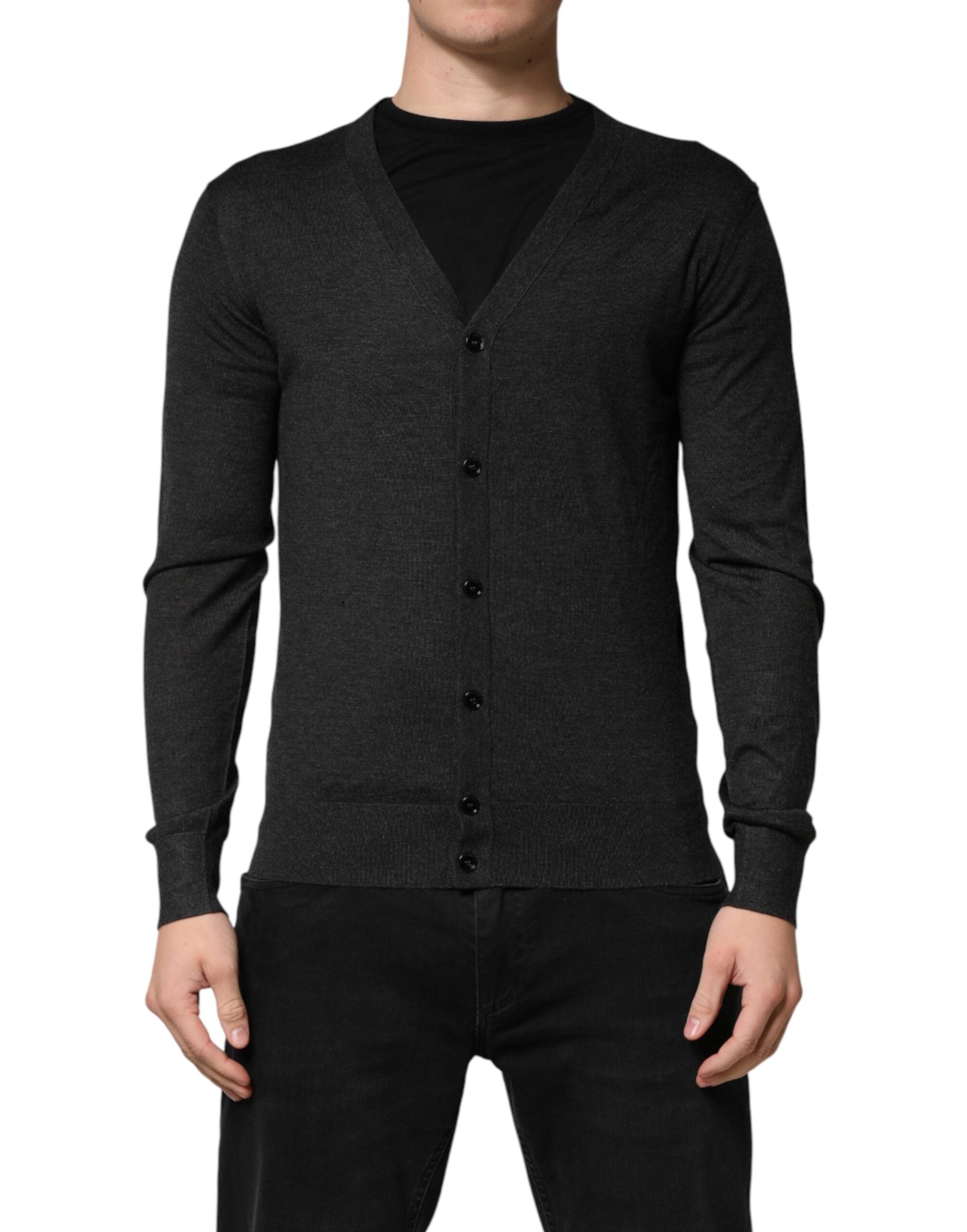 Zwart Kasjmieren Herencardigan met Knopen