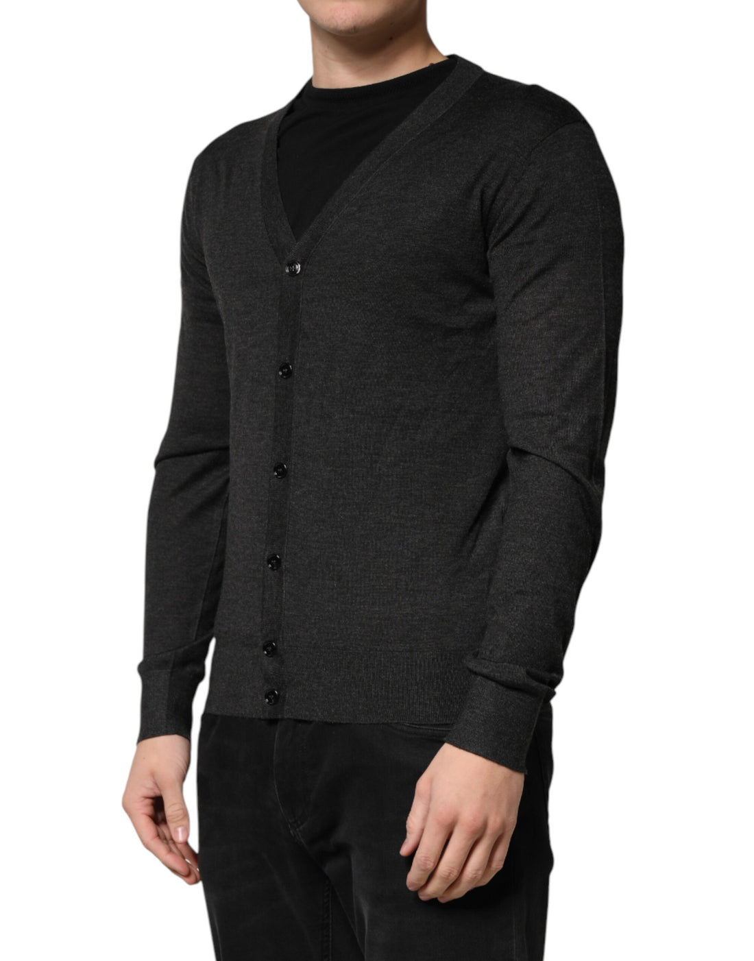 Zwart Kasjmieren Herencardigan met Knopen