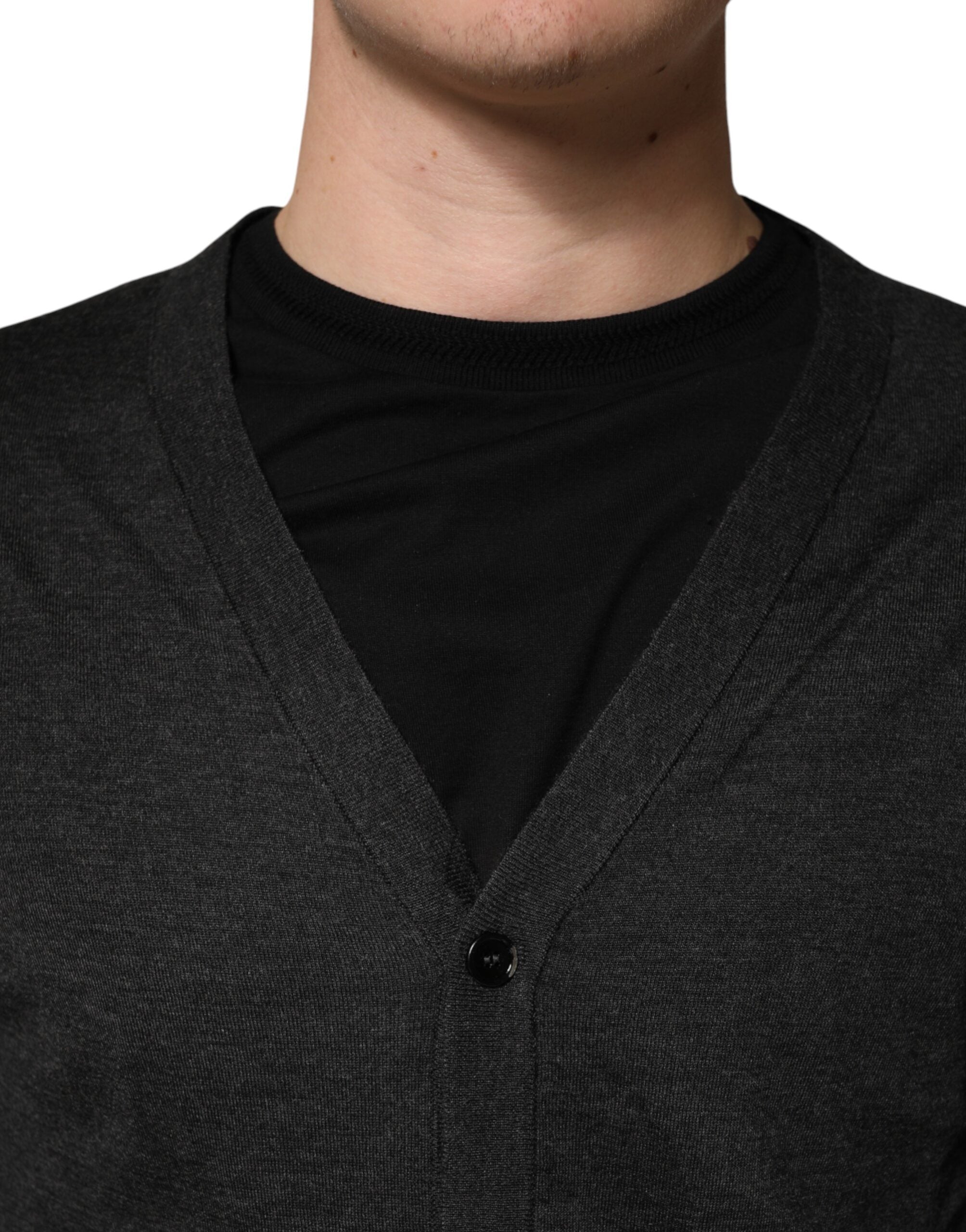 Zwart Kasjmieren Herencardigan met Knopen