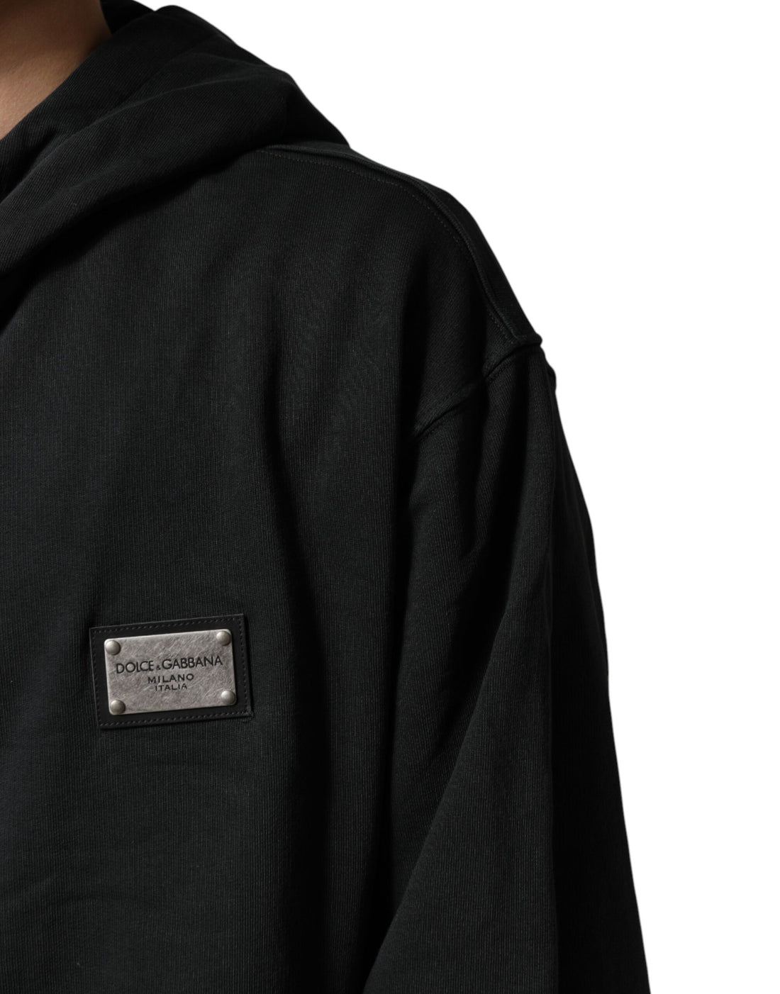 Dolce & Gabbana Black Logo Zipped Hooded Sweatshirt Sweater