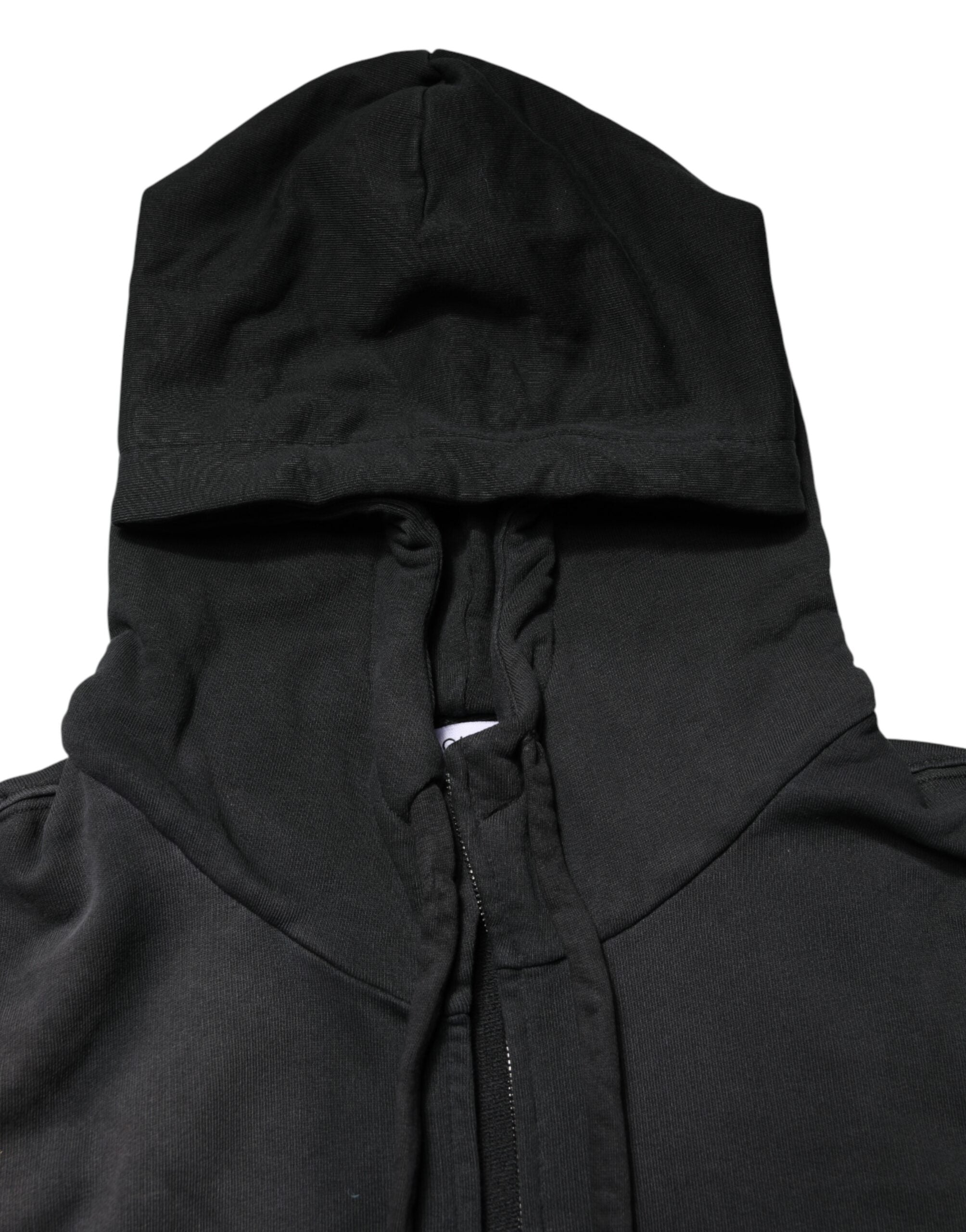 Dolce & Gabbana Black Logo Zipped Hooded Sweatshirt Sweater