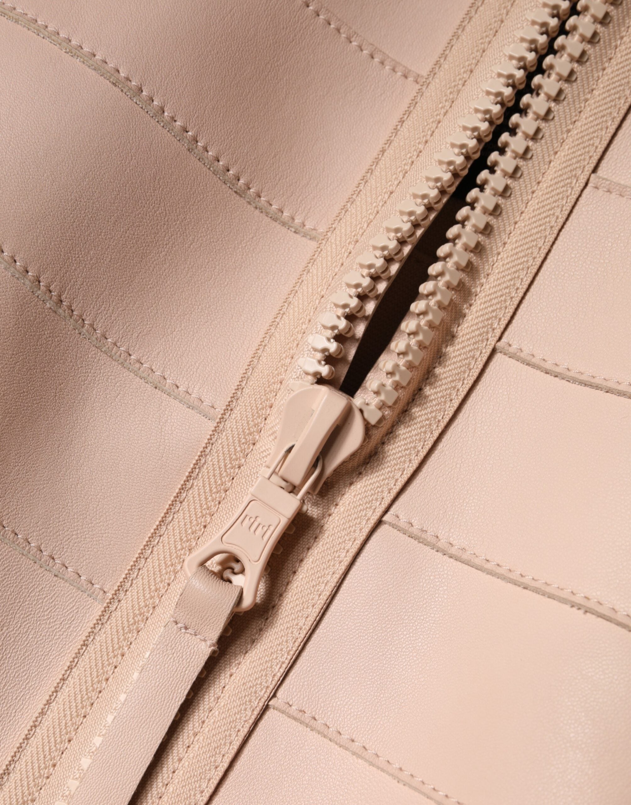 Dsquared² Beige Leather Short Sleeves Sheath Mini Dress