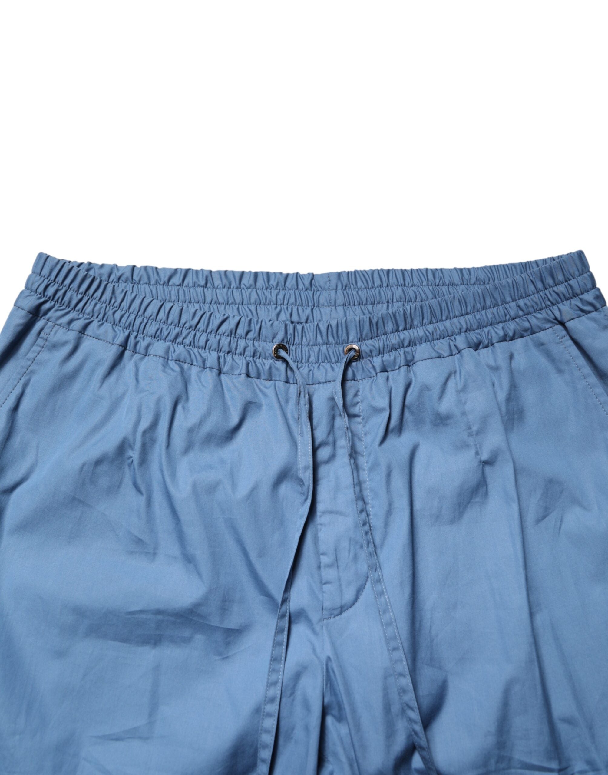 Blauw katoenen double-breasted 2-delig pak