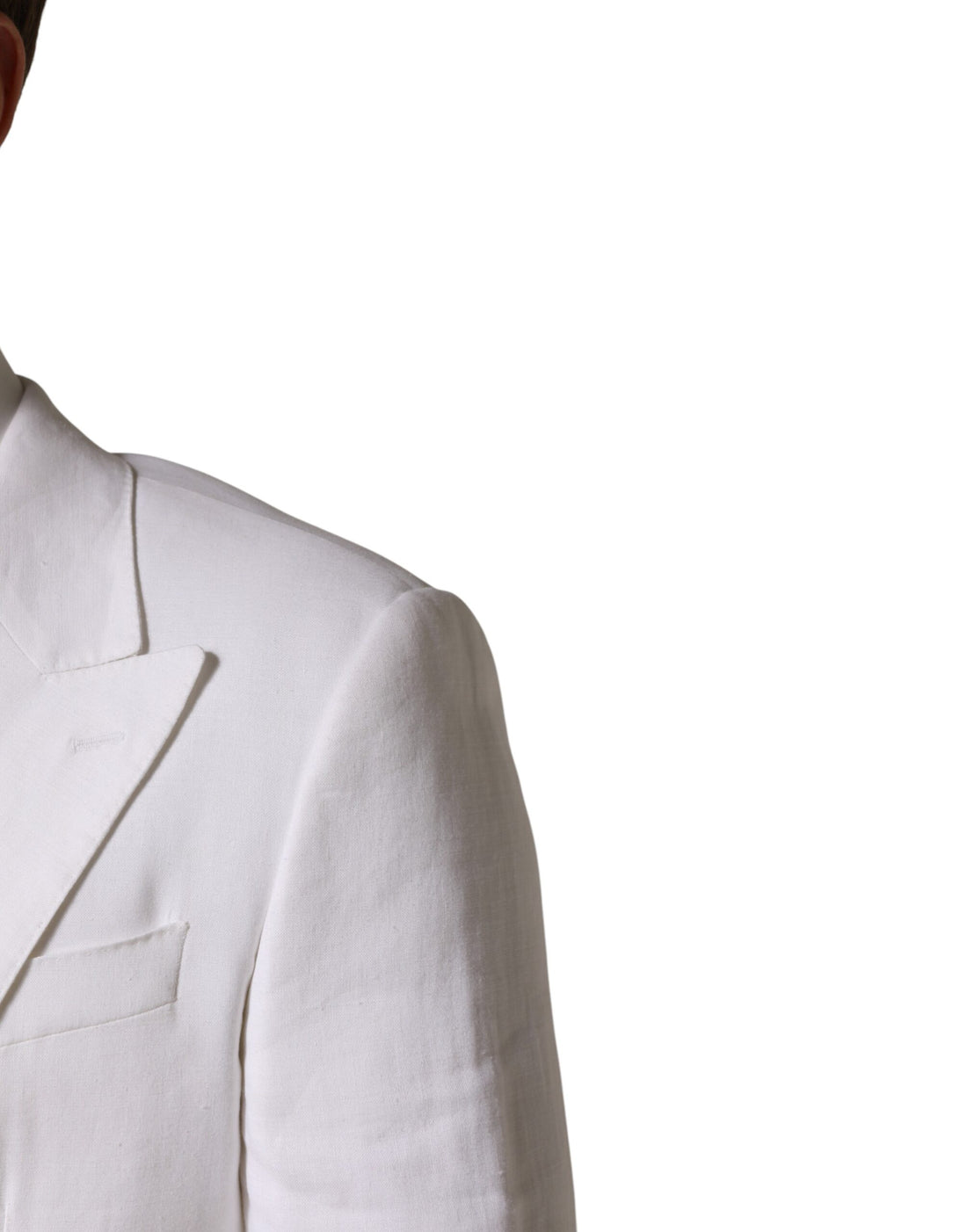 Witte linnen double-breasted blazer met 2 knopen