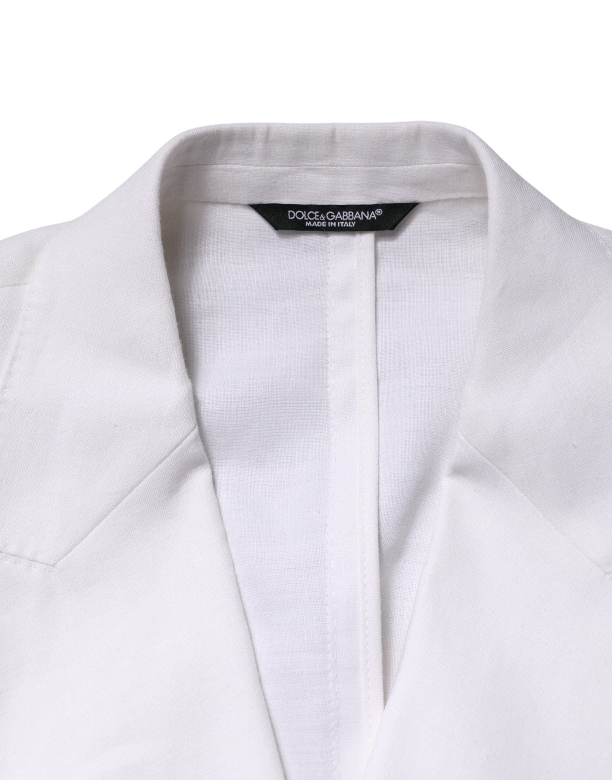 Witte linnen double-breasted blazer met 2 knopen